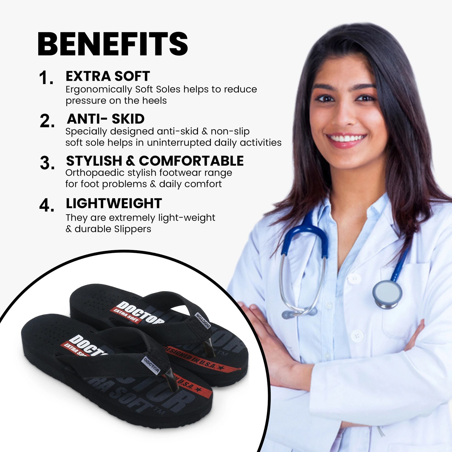 Image of DOCTOR EXTRA SOFT Men Orthopaedic and Diabetic Super Fitting Comfort Flip-Flop for daily use D-31 Slippers