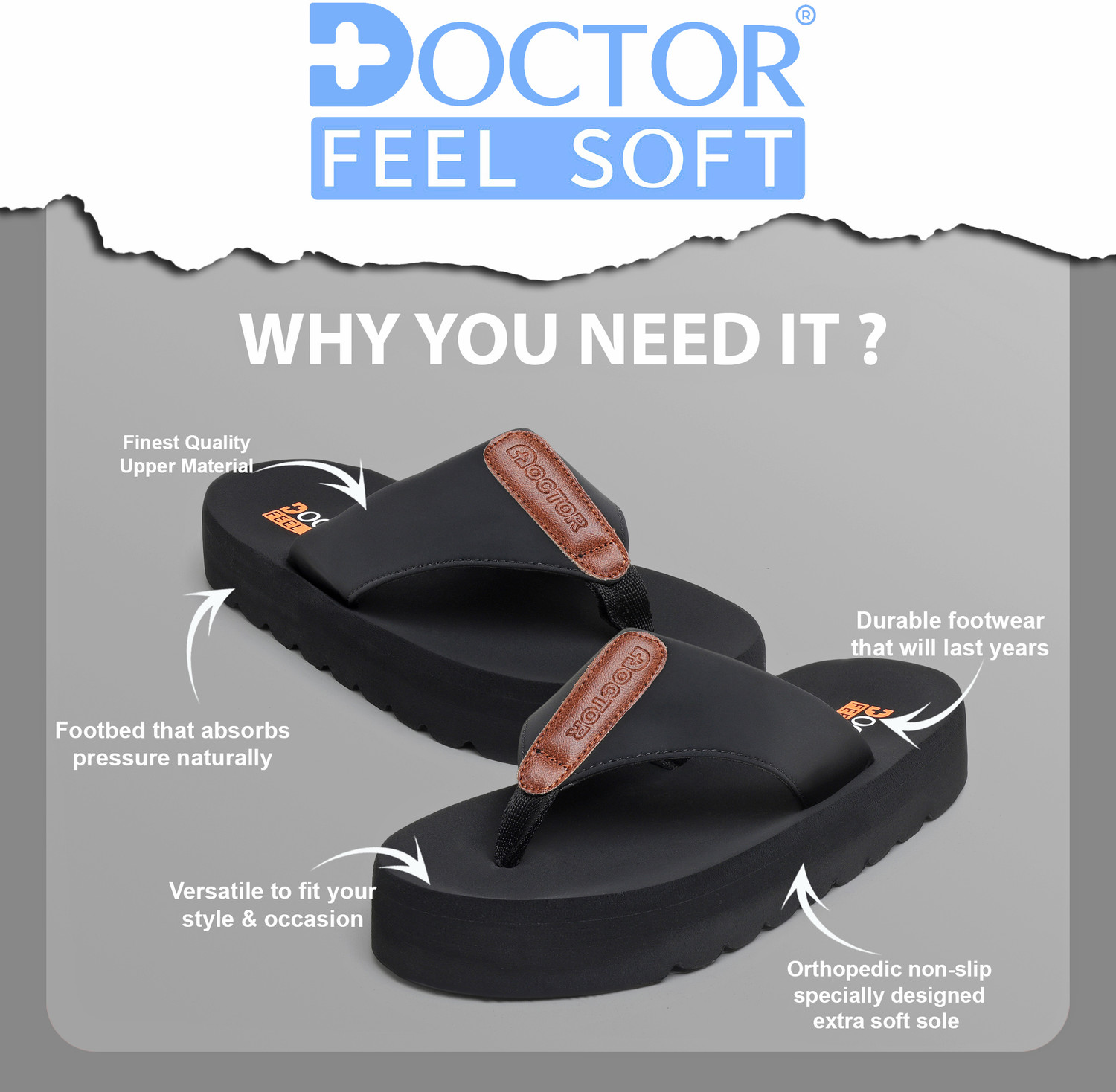 Image of DOCTOR FEEL SOFT Men Men Orthopedic Slippers for Men Flexible Soft Cushion Sole Slippers Slippers