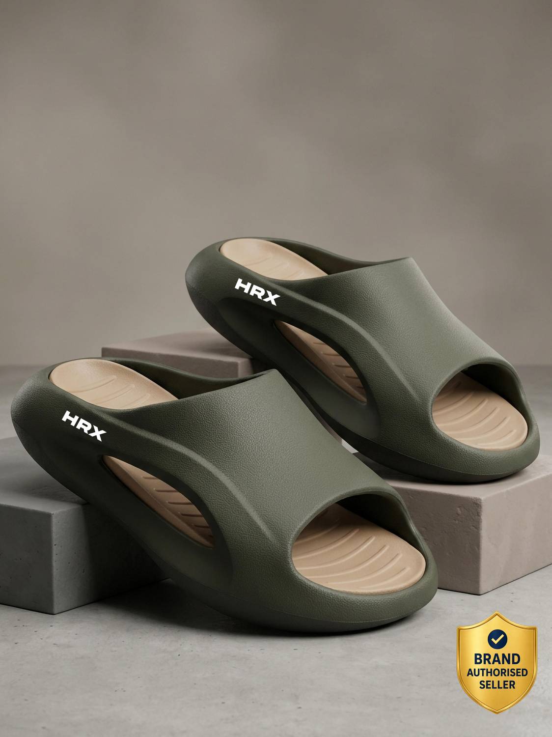 HRX by Hrithik Roshan Men Green Slides - Image 1
