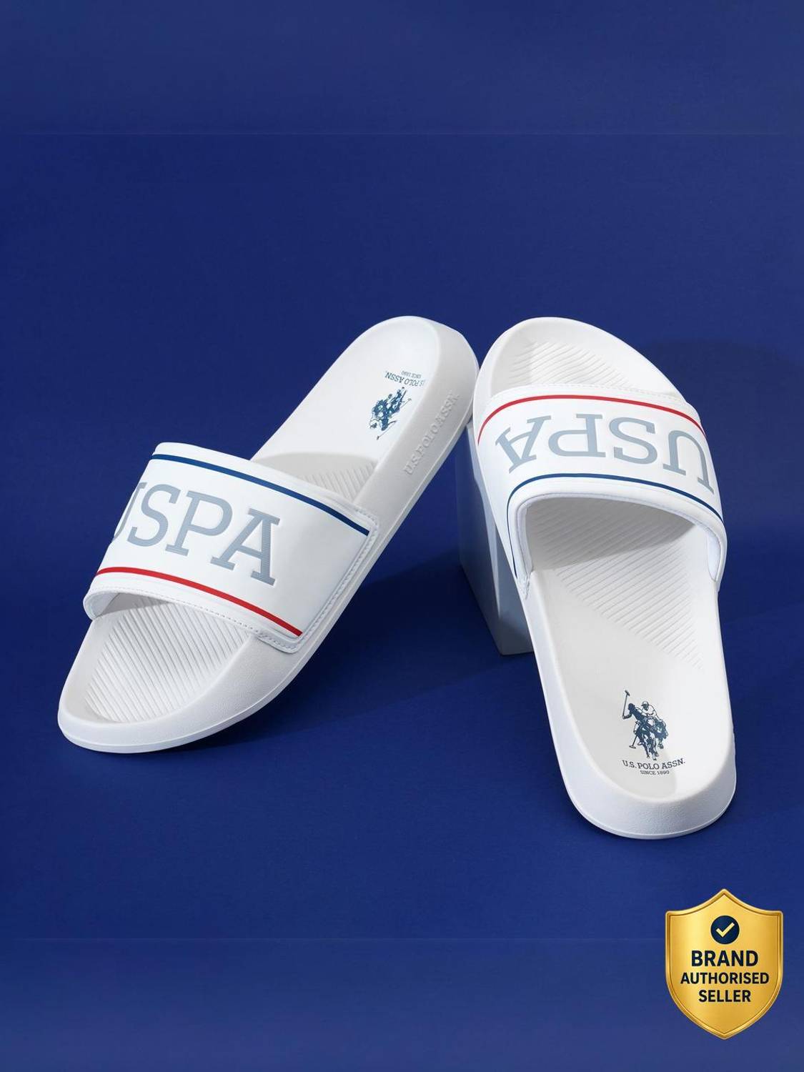 U.S. POLO ASSN. Men White Slides