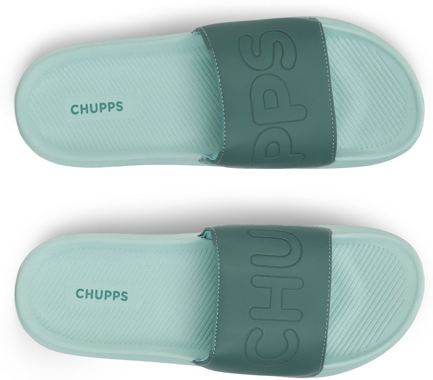 Image of Chupps Men Pure Lime Green Slides Slippers Soft Lightweight Flip Flops For Slides
