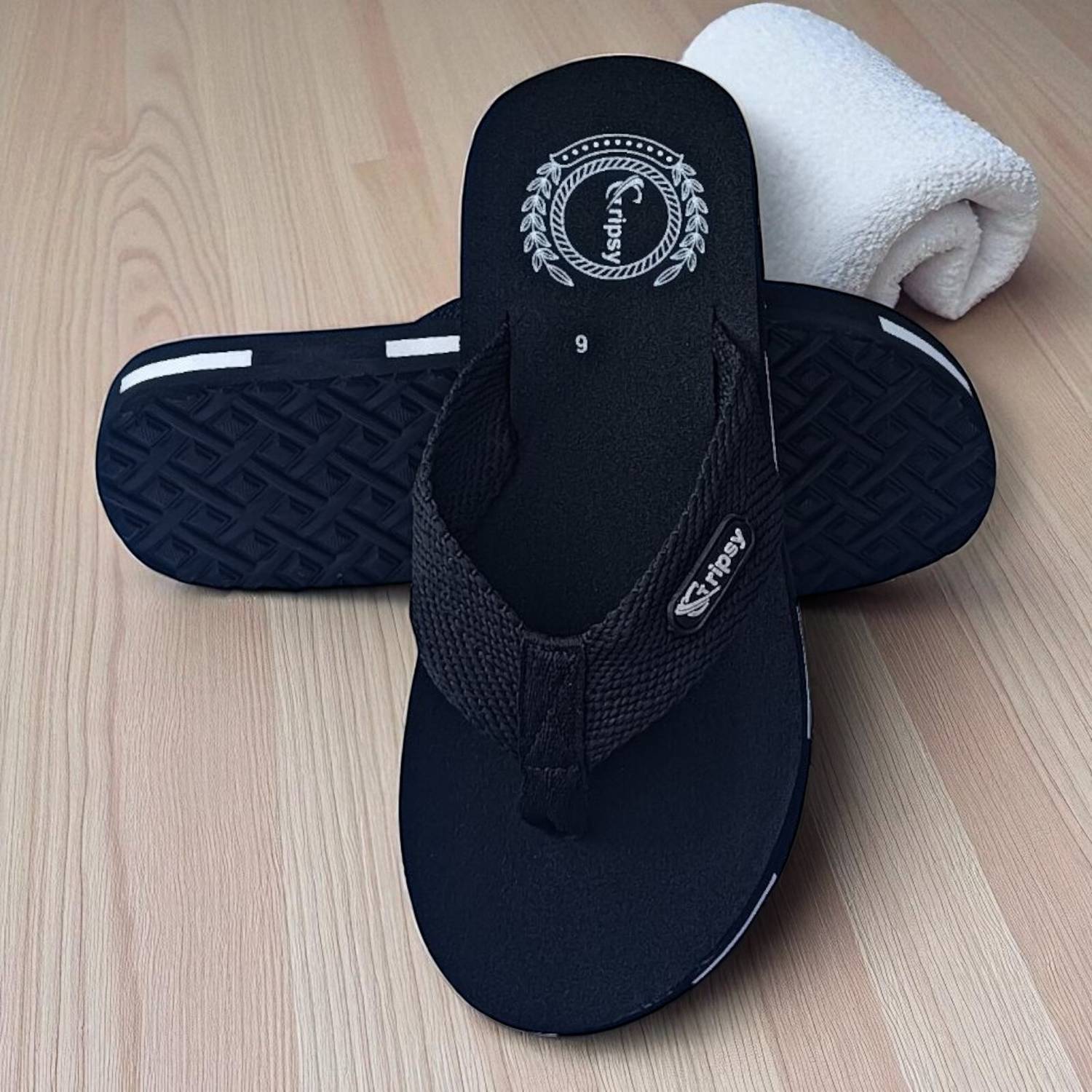Gripsy Men Flip Flops - Black - Image 4