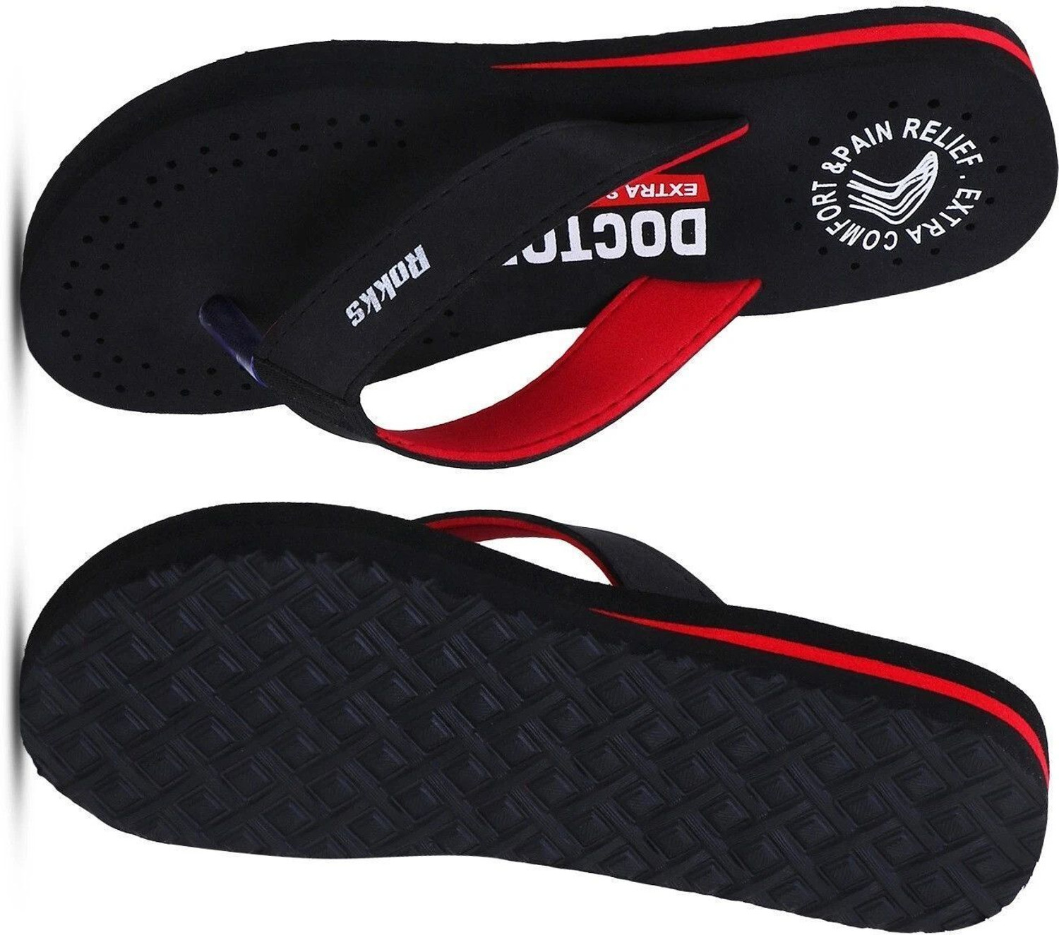 Image of ROKKS Women's Premium Slippers | Lightweight, Washable & Comfortable Women Flip Flops (Black, 6)
