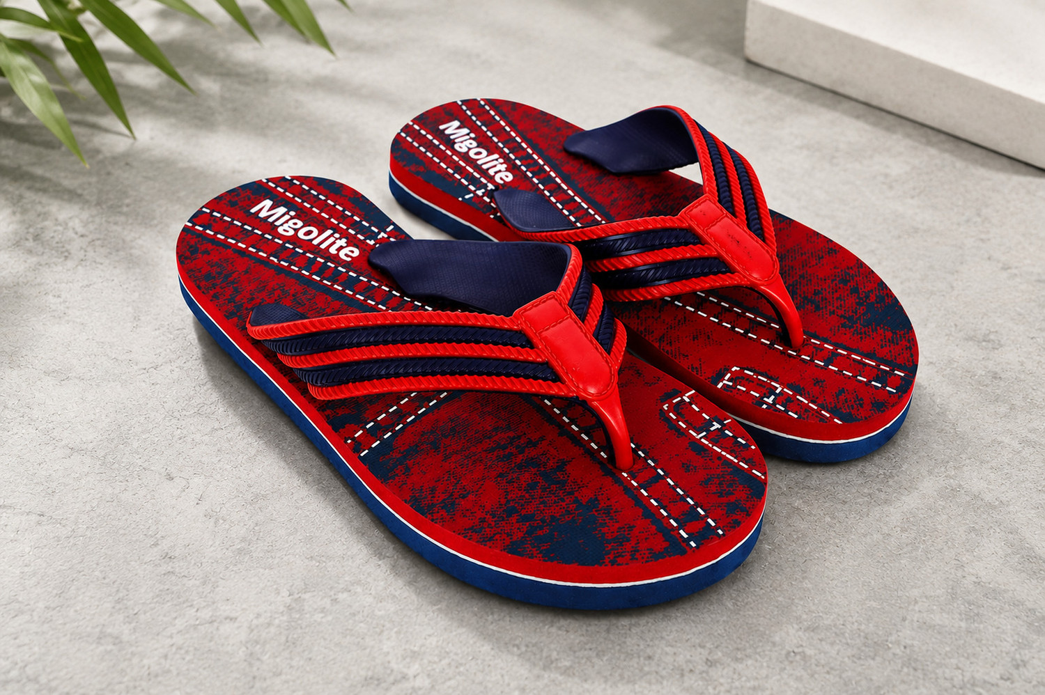 Image of MIGOLITE Men Migolite Mens Denim Print with Stylish Straps � Comfort Wear EVA Flip Flops