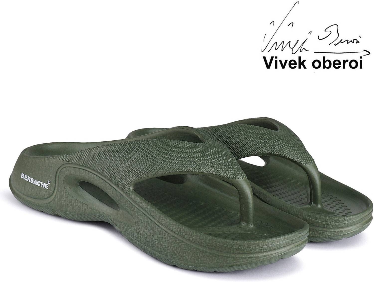 BERSACHE Men Green Slides - Image 3