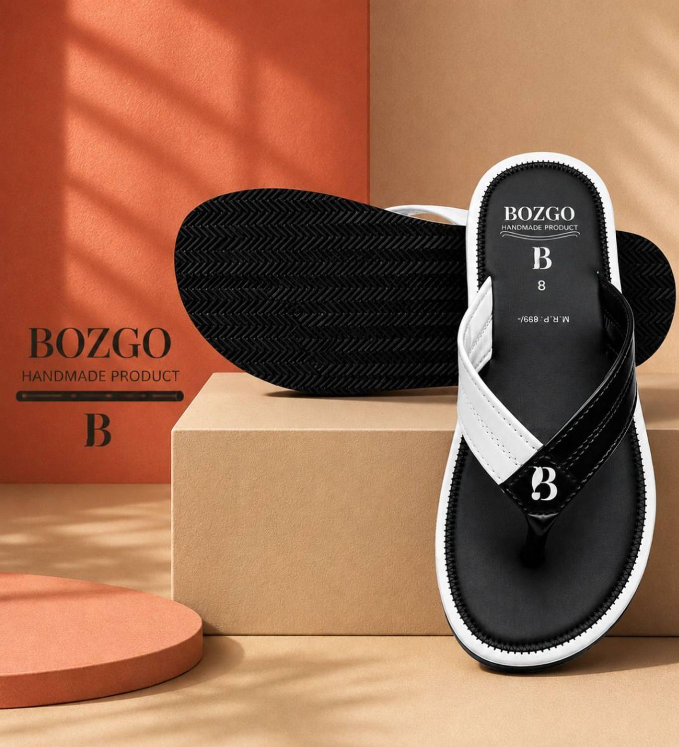Bozgo Men Black Flip Flops - Image 3