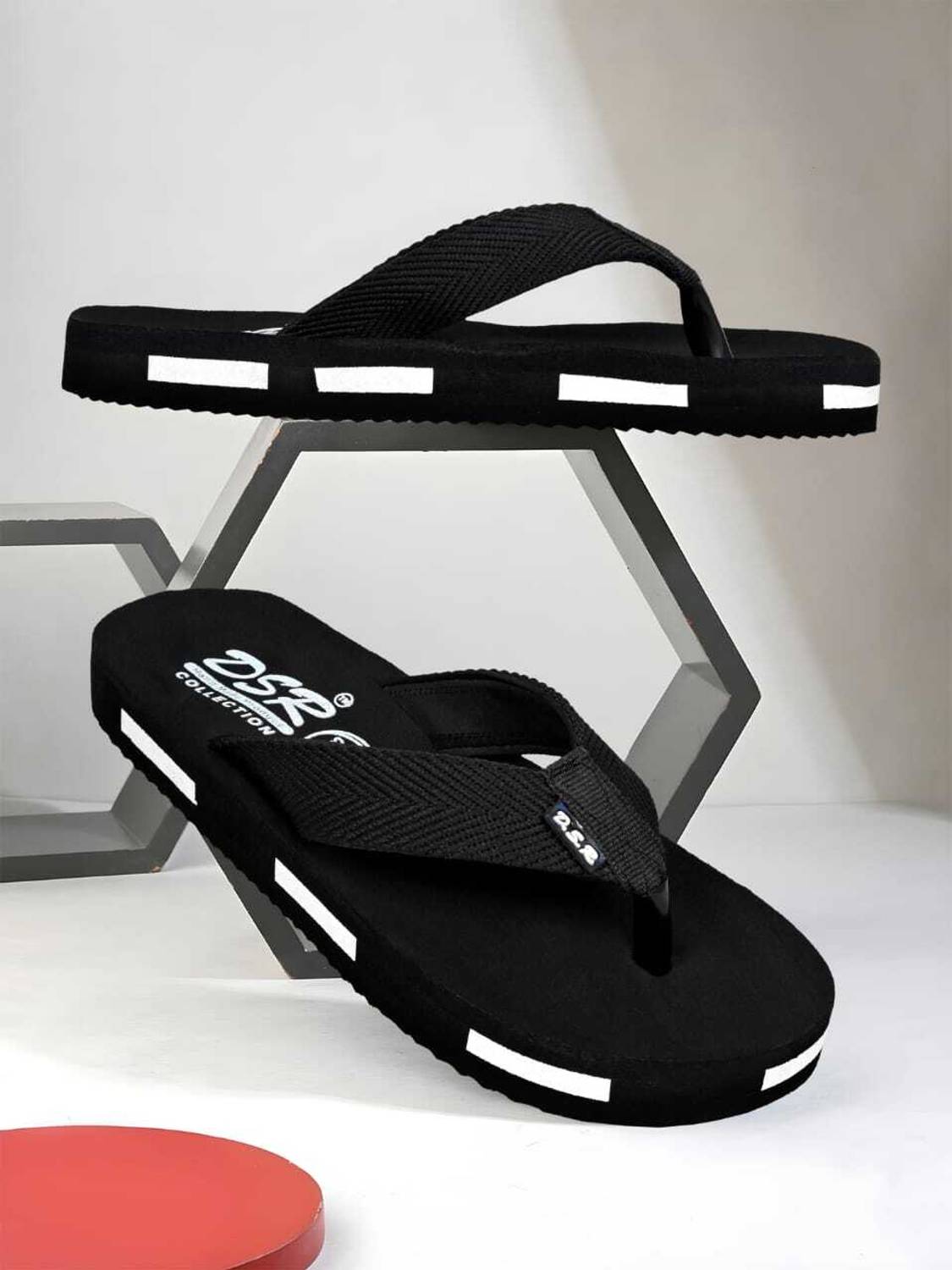 DSR Men Black Flip Flops - Image 1