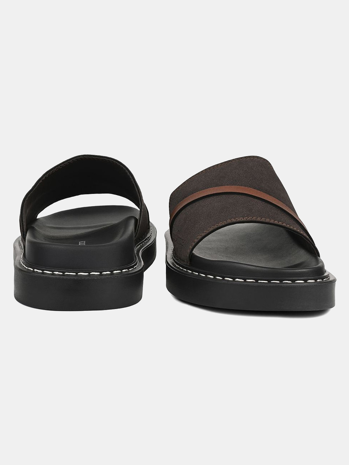 Image of LOUIS STITCH Men Brunette Lightweight Slip-On Slides with PU Cushion Sole Slides