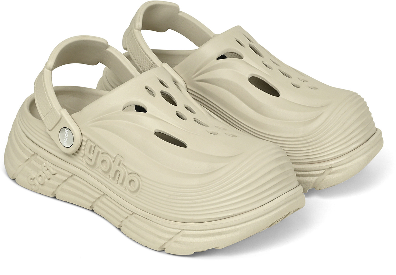 Image of yoho Clogs Scoops Lightweight, Soft on Skin, Comfortable & Waterproof Women Flip Flops (Beige, 4)