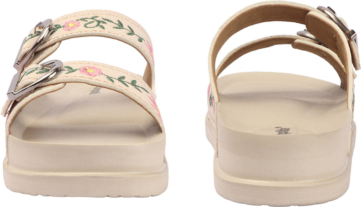 Image of JUMPLITE Women JL-E-1 Stylish Floral Embroidered Buckle Strap Comfort Design Slippers