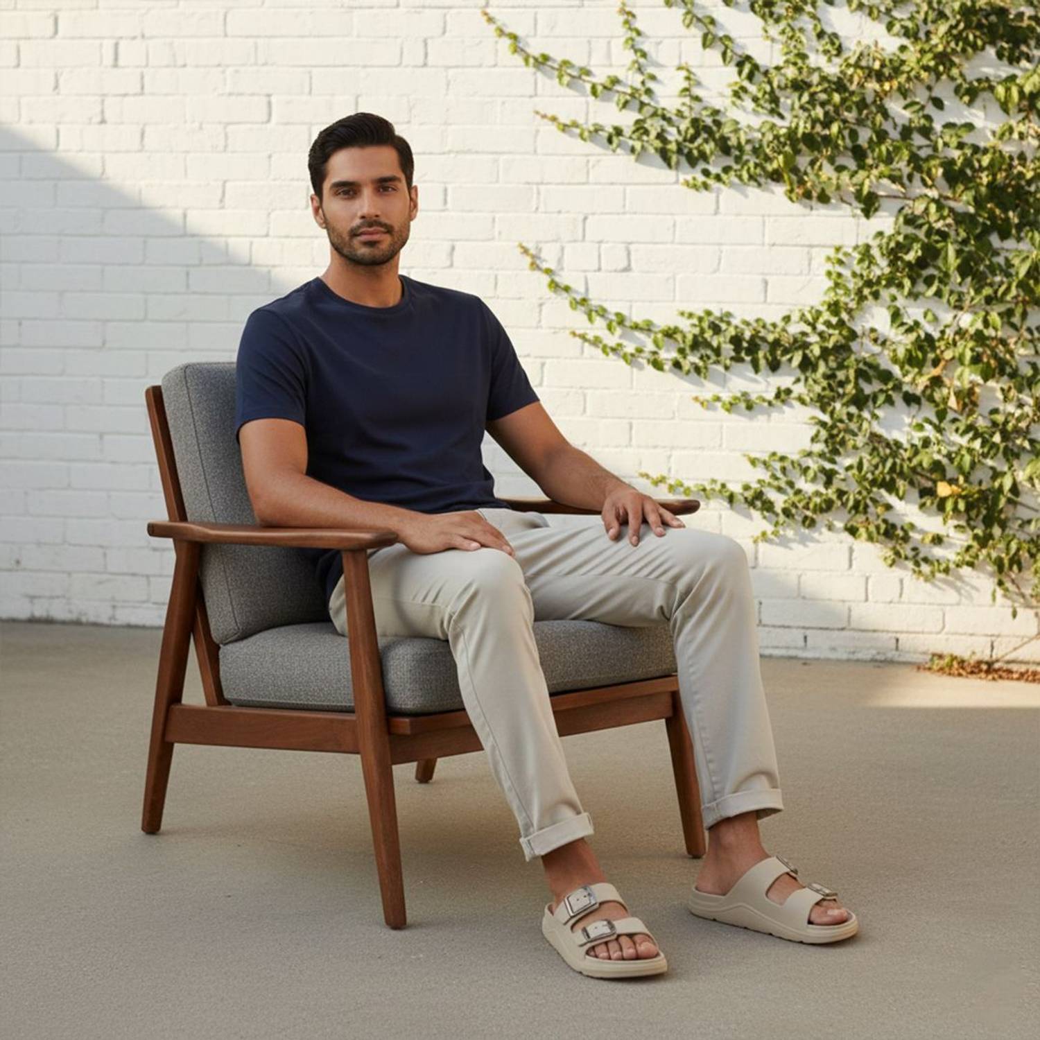 BERSACHE Men Beige Flip Flops - Image 3