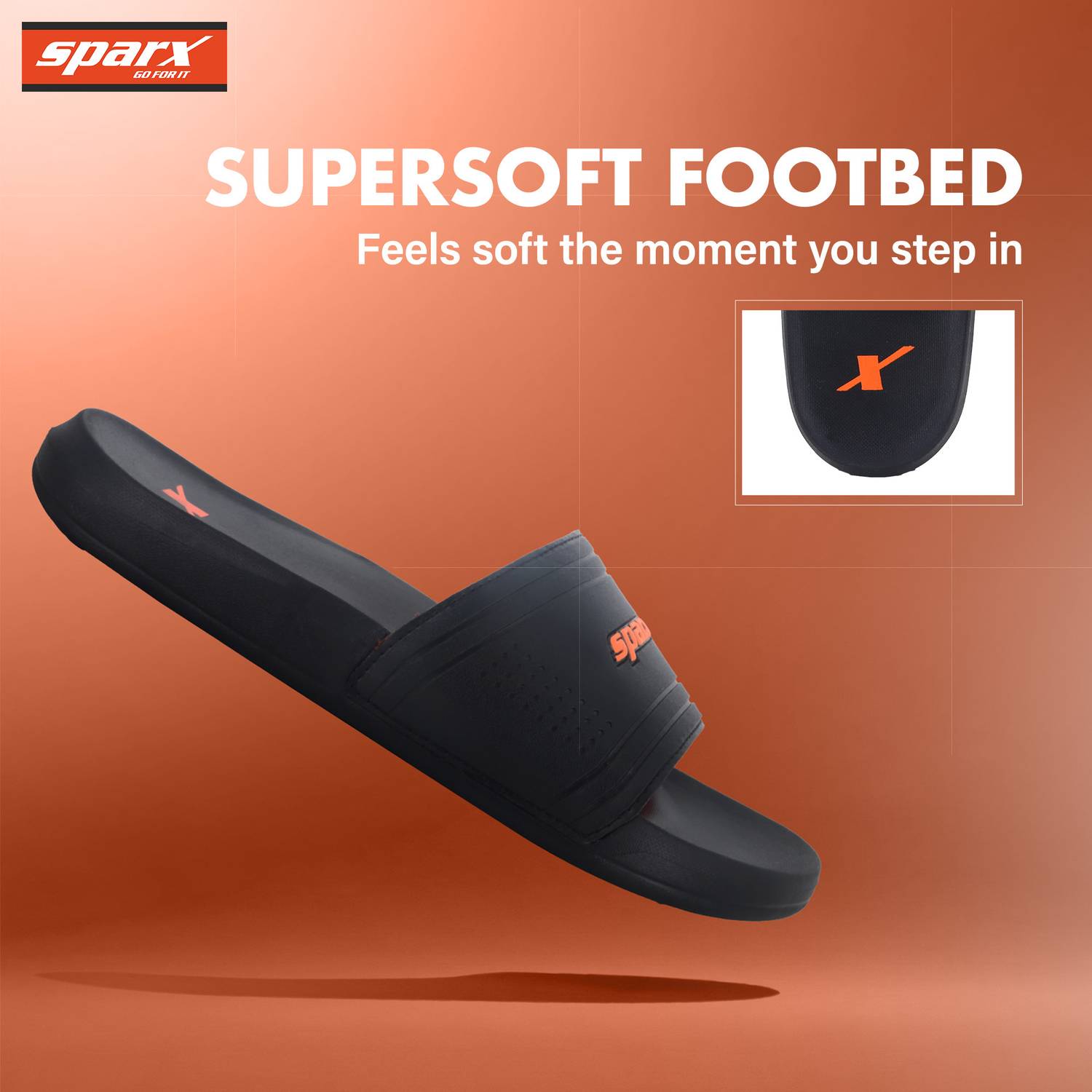 Sparx Men Black Slides - Image 3