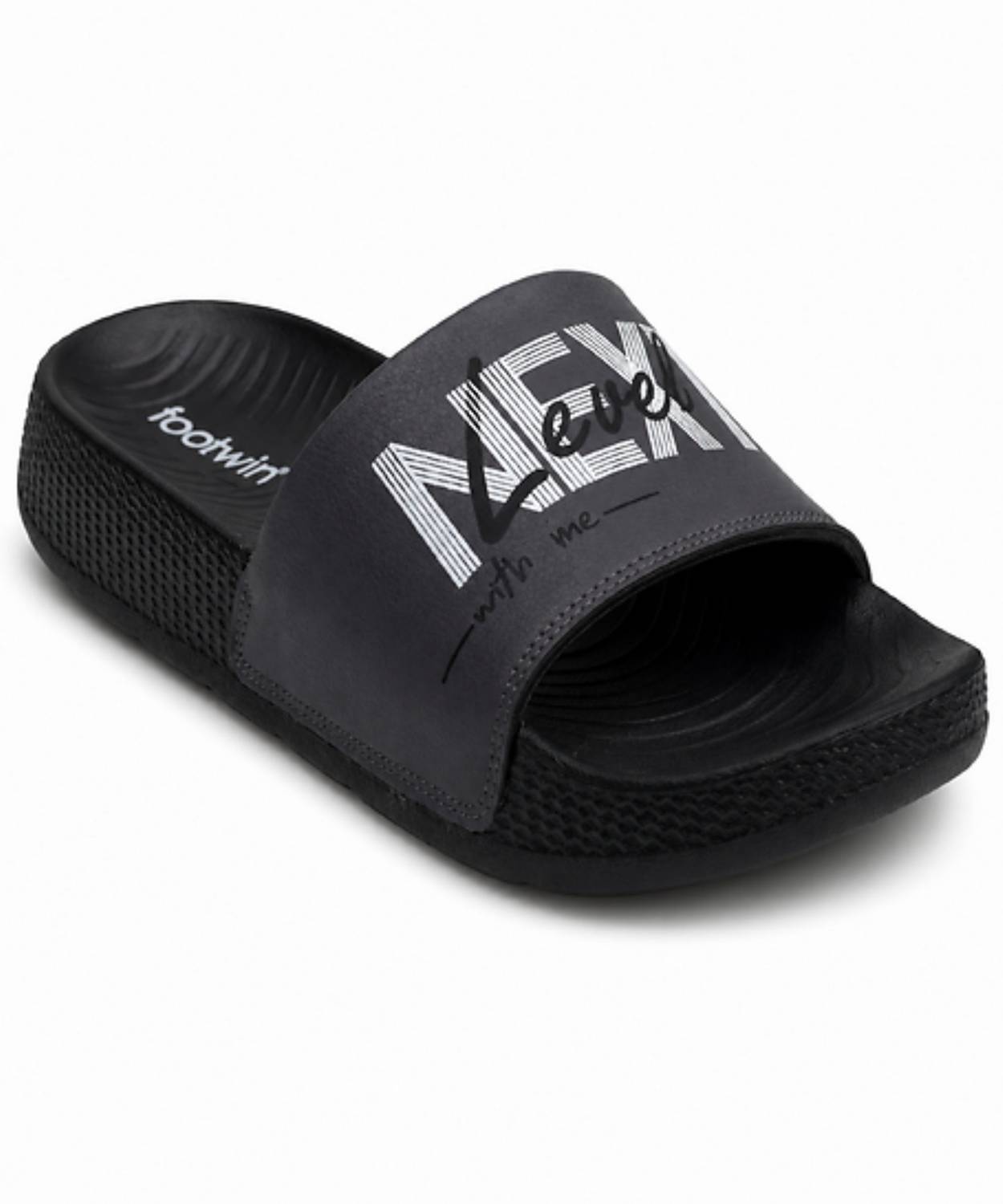 Footwin Men Black Slides - Image 1