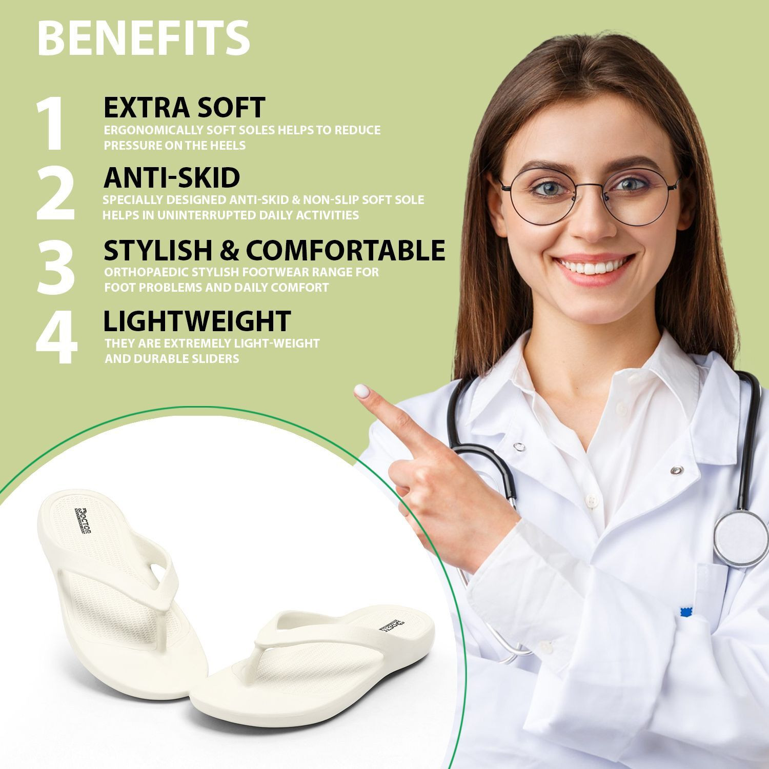 Image of Doctor Health Super Soft Women Arch Support|Soft|Lightweight Design|Comfort|Anti-Slip|Casual Wear Flip Flops