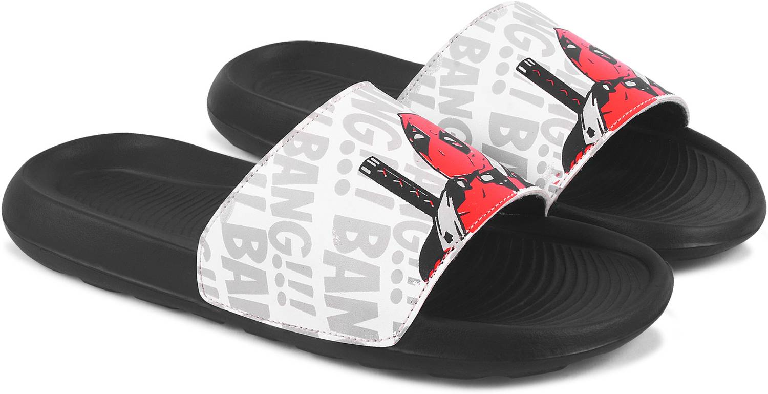 Foot Print Men Slides Black