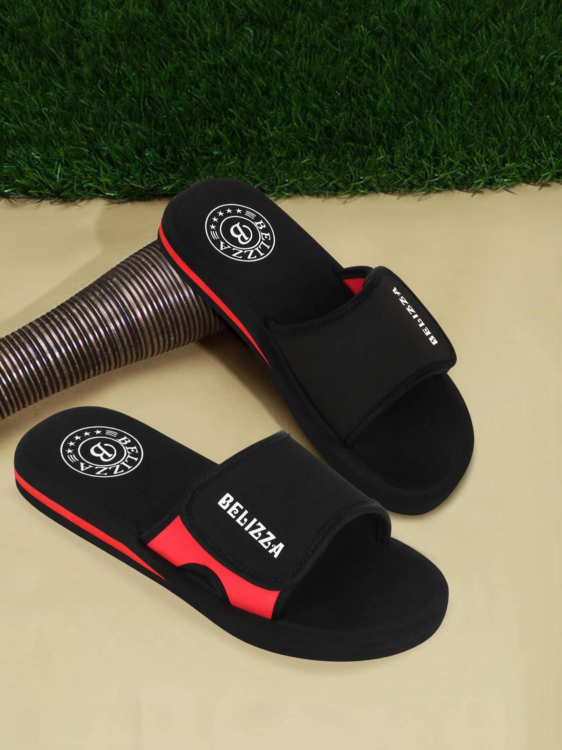 Belizza Men Black Slides