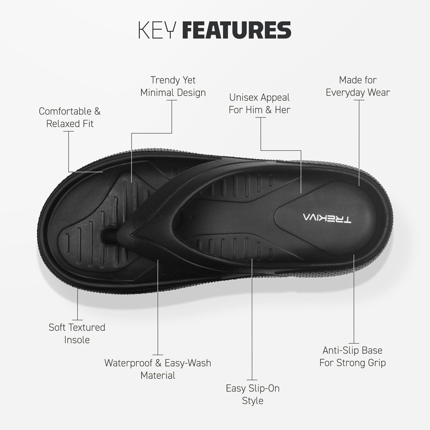 Image of TREKIVA Men Stylish & Comfortable Slip-On Anti-Skid Flip-Flop | TEG-7010 Flip Flops
