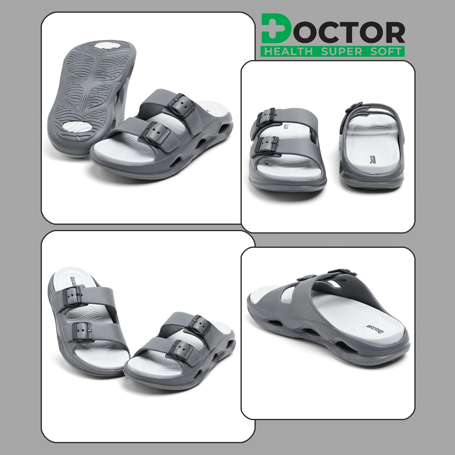 Image of Doctor Health Super Soft Men Men EVA Double Strap Sandals|Adjustable Buckle|Lightweight Anti-Slip Slippers Slippers