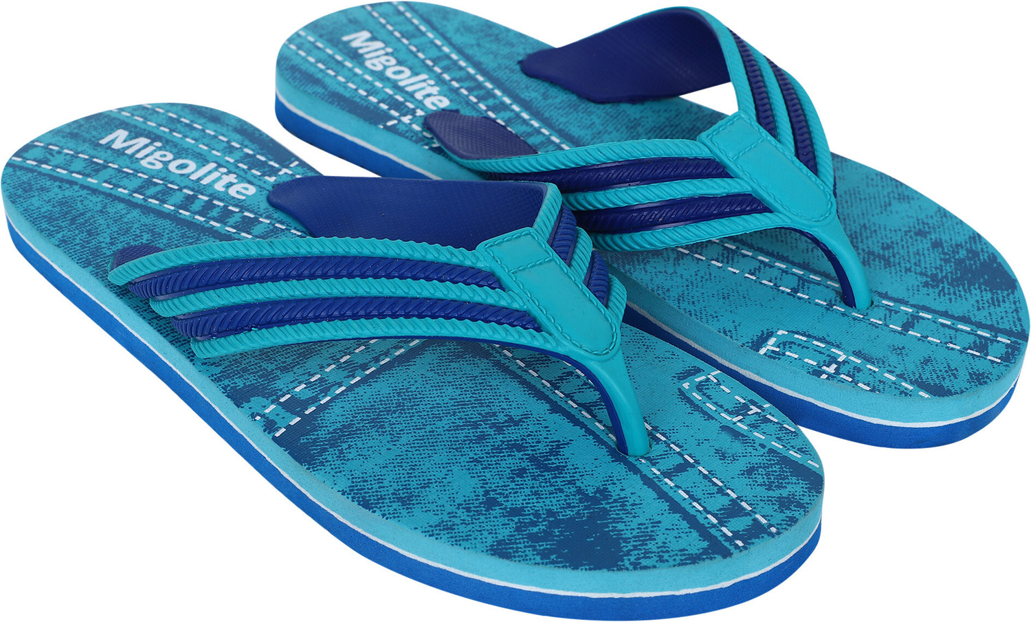Image of MIGOLITE Men Migolite Mens Denim Print with Stylish Straps � Comfort Wear EVA Flip Flops