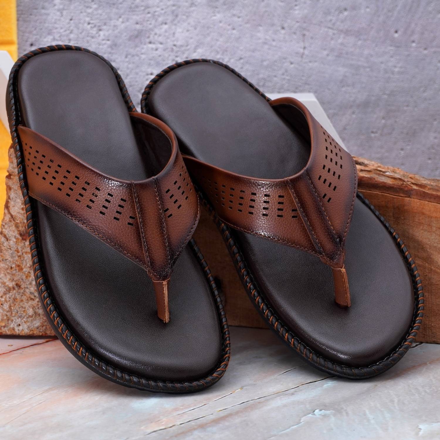 Feet King Men Slippers Brown - Image 4