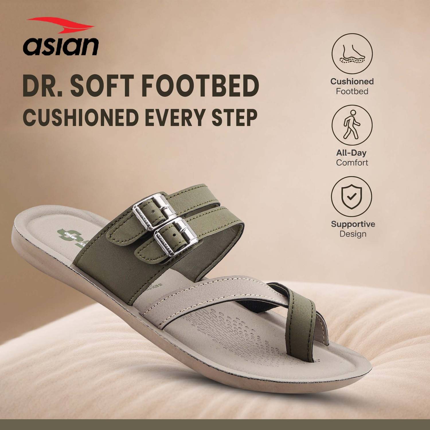 asian Men OrthoSoft Extra Soft Cushion Doctor Arch Support, Daily Use Slippers
