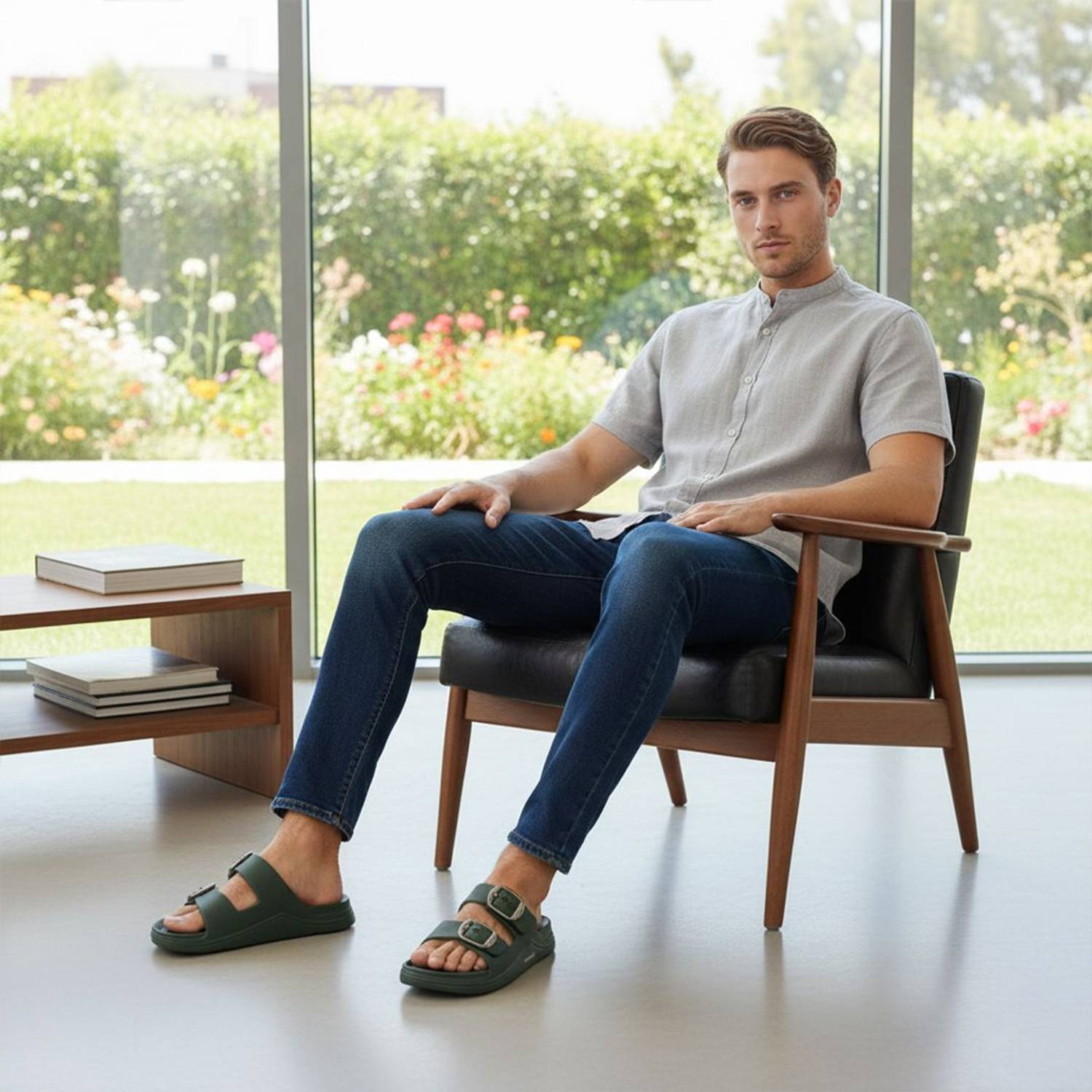 BERSACHE Men Green Slippers - Image 4