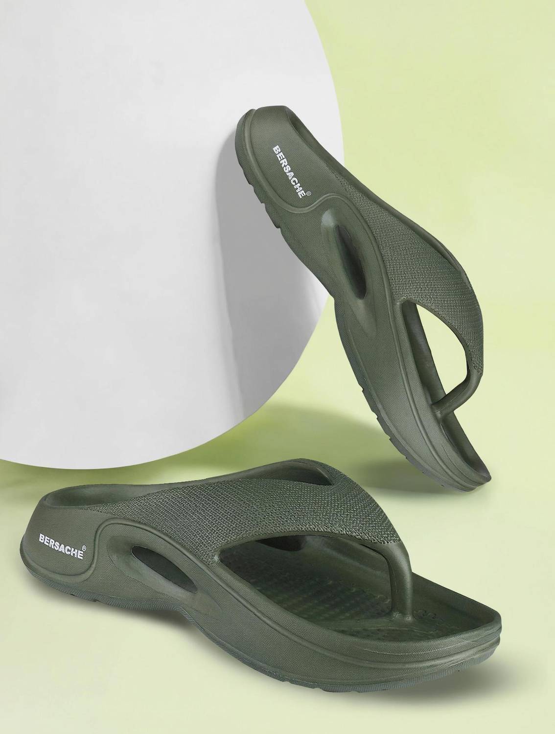 BERSACHE Men Green Slides - Image 1