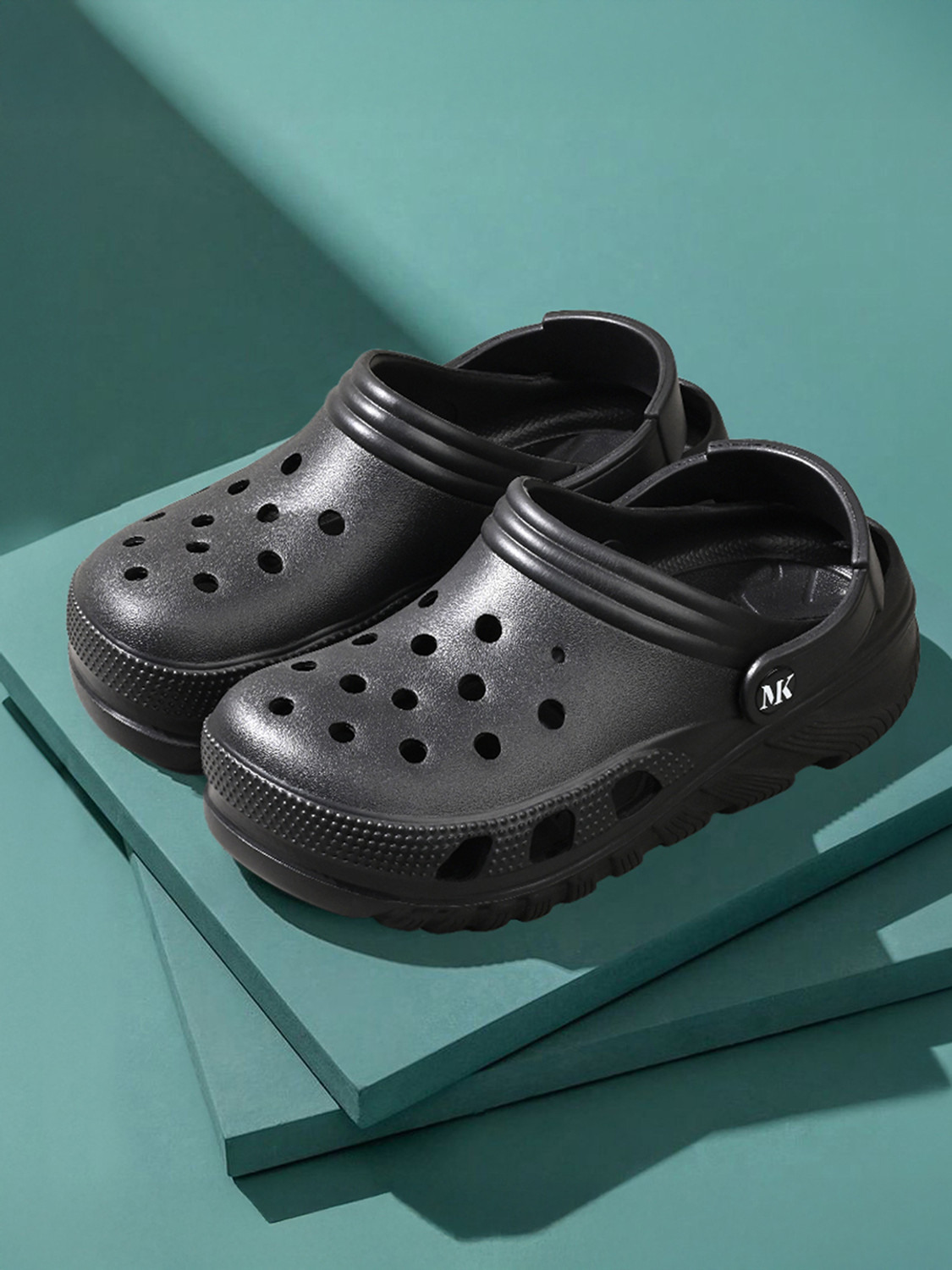 Image of MONKS & KNIGHTS Black Lightweight Flexible All Day Clogs for men, MK-CLG-005-JB Men Clogs