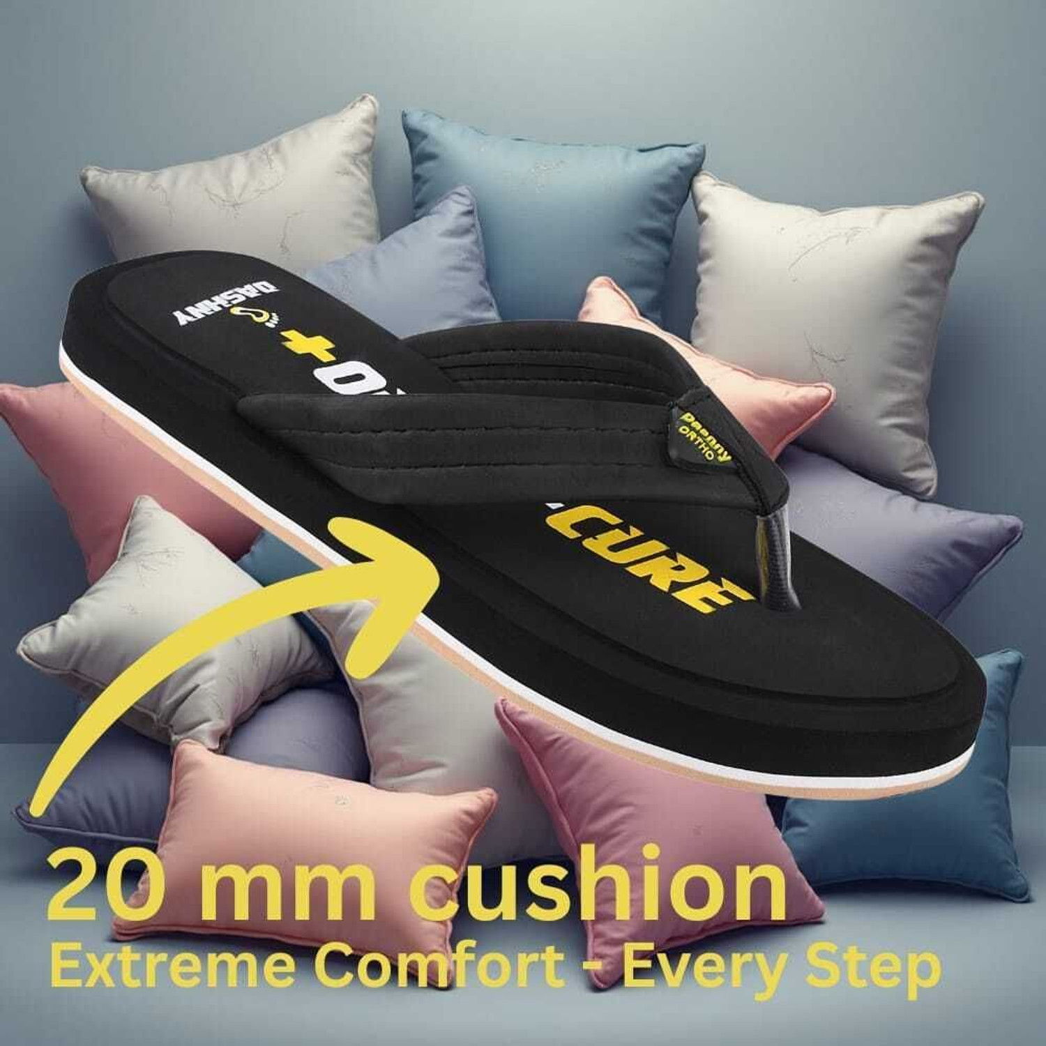Image of DASHNY Men Ortho-Cure Orthopedic Soft Cushioned Slippers for Men (Sizes 6-12) Flip Flops