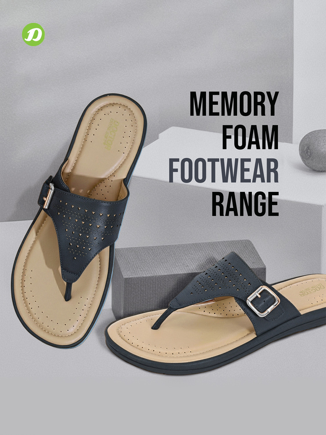 Image of DOCTOR EXTRA SOFT Women Flat Memory Foam Slippers /FlipFlops Comfortable Sandals Adjustable Strap Slippers