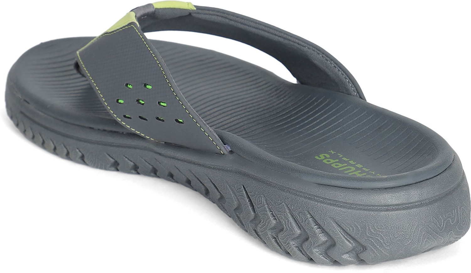Image of Chupps Men Viper Grey /Neon Soft Footbed Lightweight Flip Flops Chappals For Slippers