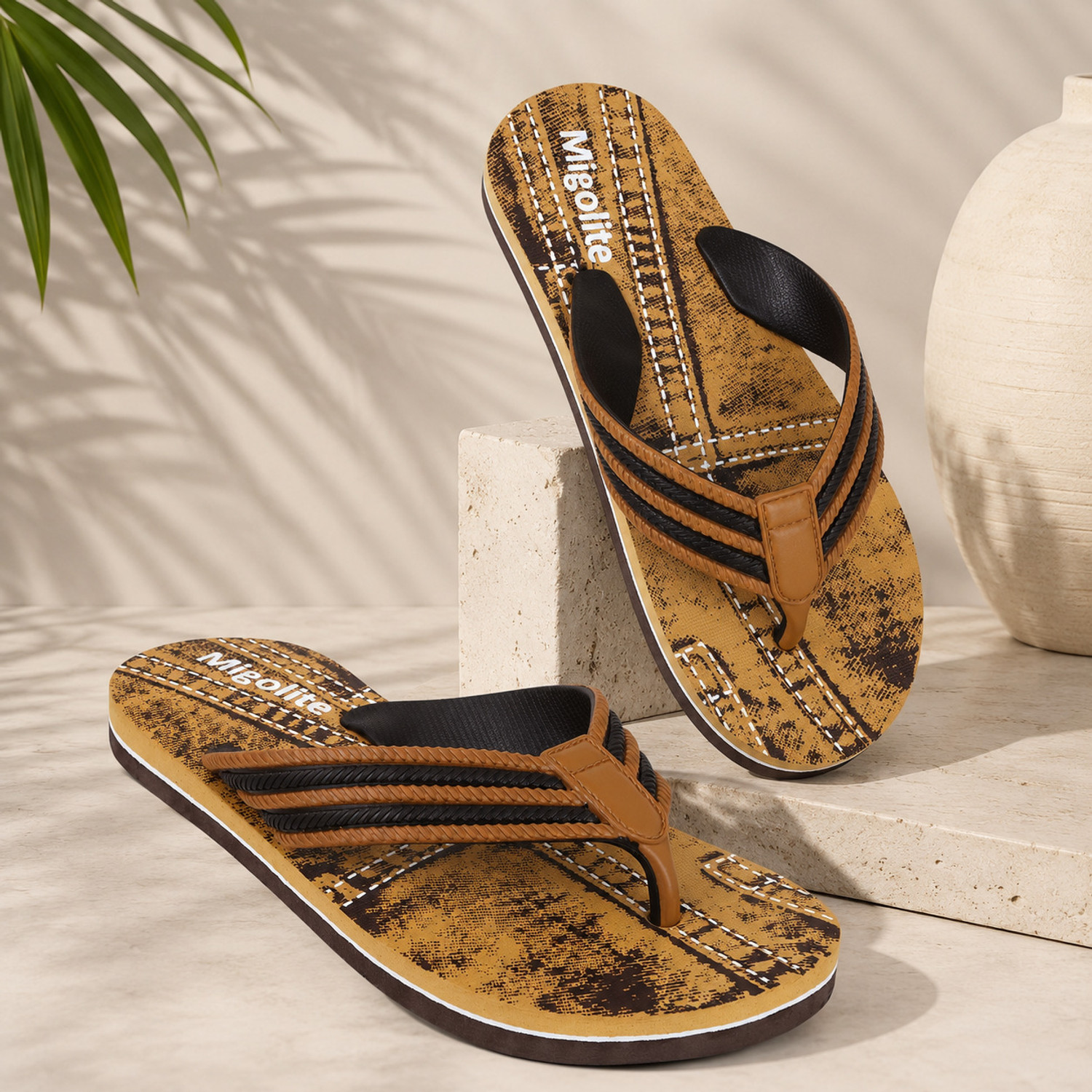 Image of MIGOLITE Men Migolite Mens Denim Print with Stylish Straps � Comfort Wear EVA Flip Flops