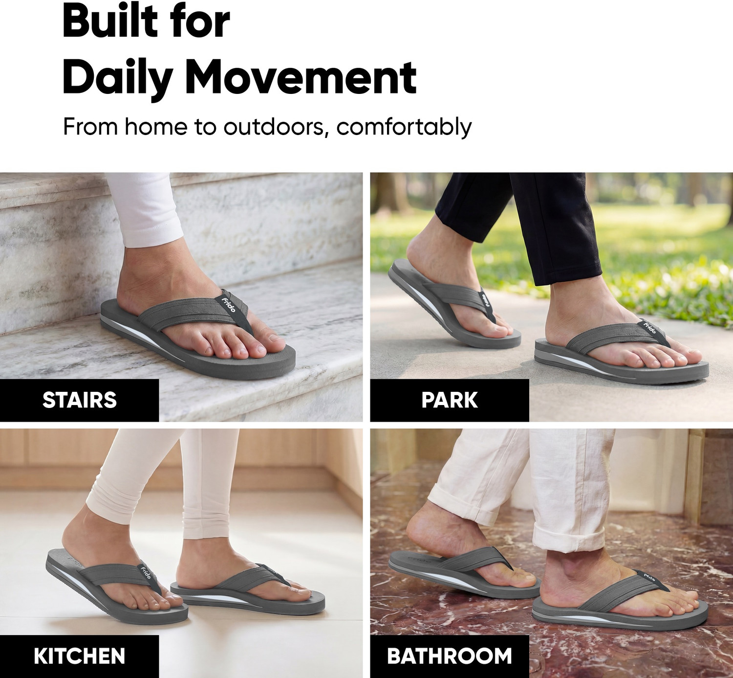 Image of Frido Unisex Cloud Comfort Arch Support Orthopedic Soft Home Chappal with Anti-Skid Sole Slippers
