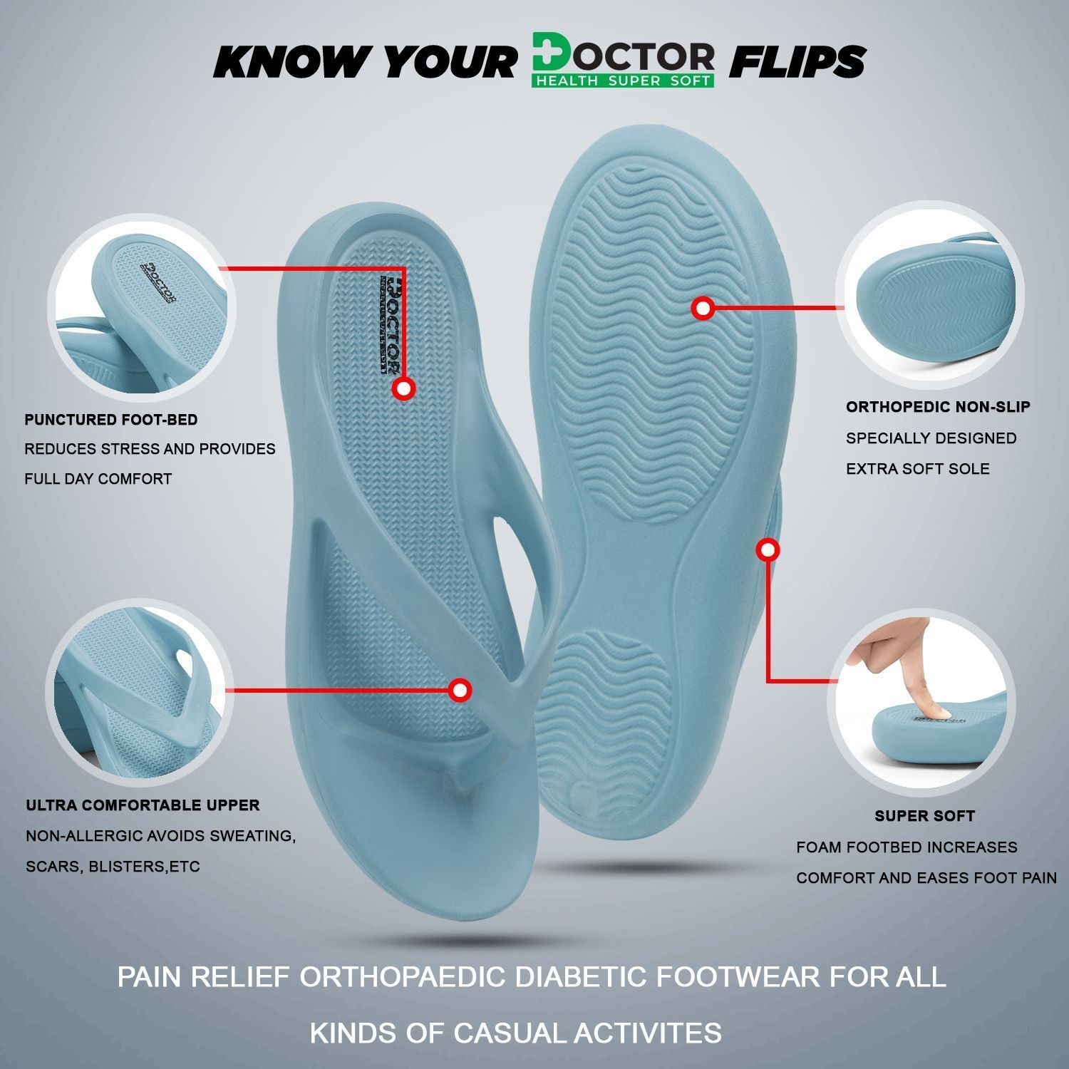Image of Doctor Health Super Soft Women Orthopaedic Comfort|Soft|EVA Sole|Anti-Skid|Comfort|Daily Wear Flip Flops