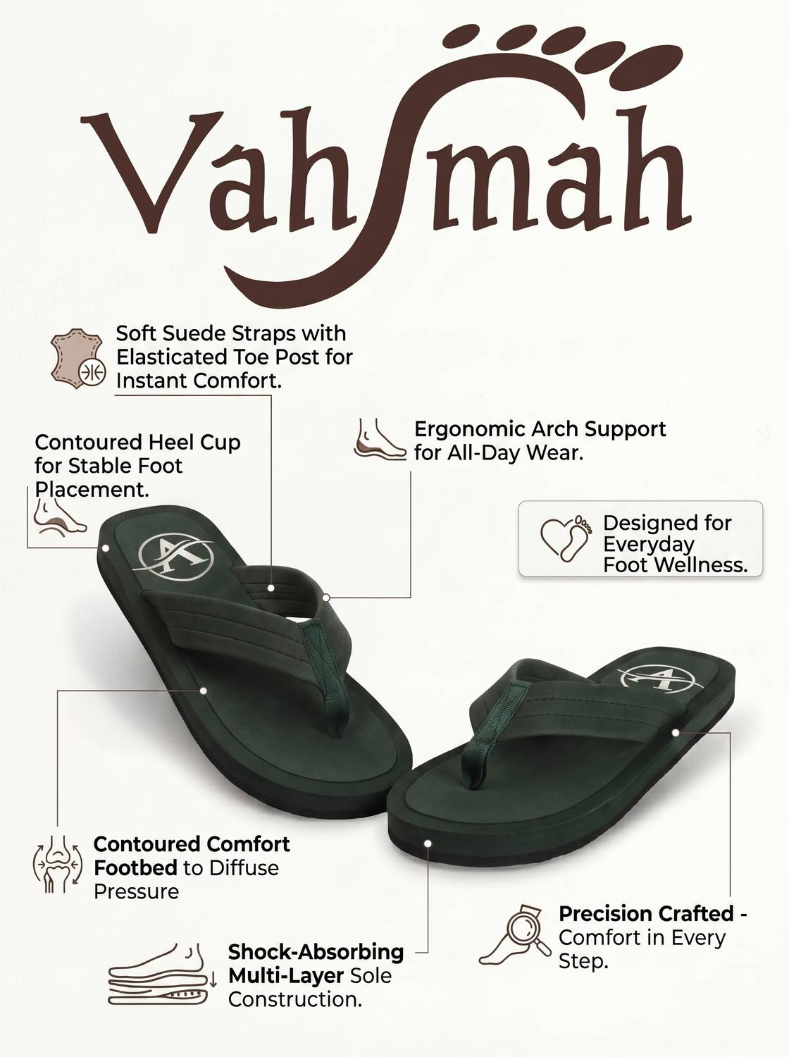 VAHMAH Men Green Flip Flops - Image 4