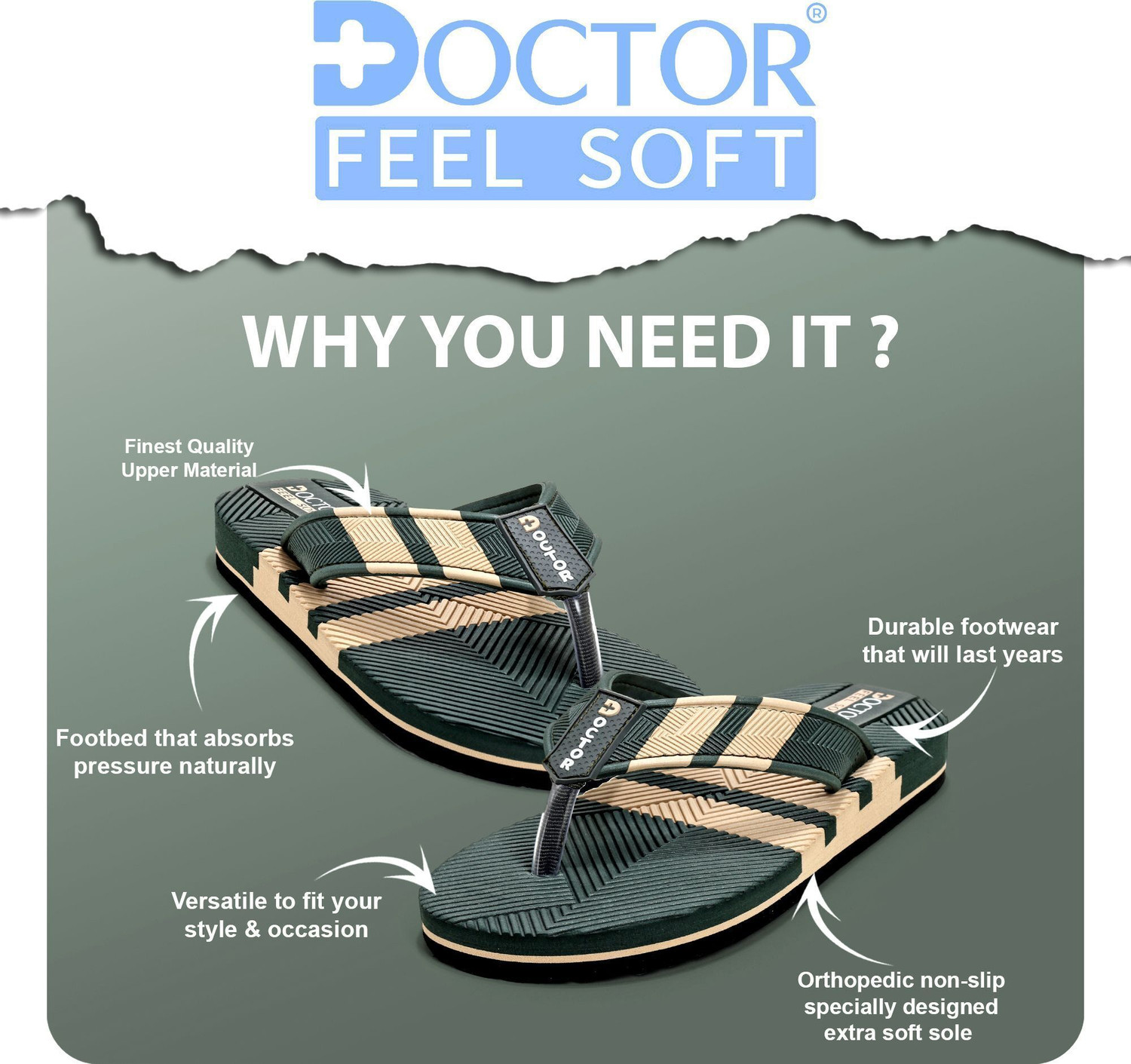 Image of DOCTOR FEEL SOFT Men Doctor Recommended Orthopedic Slippers for Men | Soft Feel Slippers