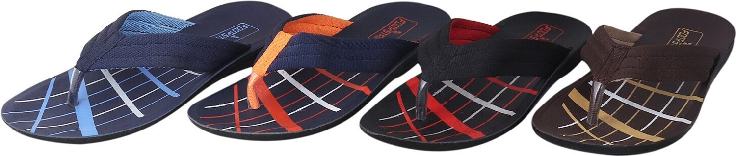 Image of FOOTSTAIR Men Set of 4 Men's Pu Slipper /Chappal Flip Flops