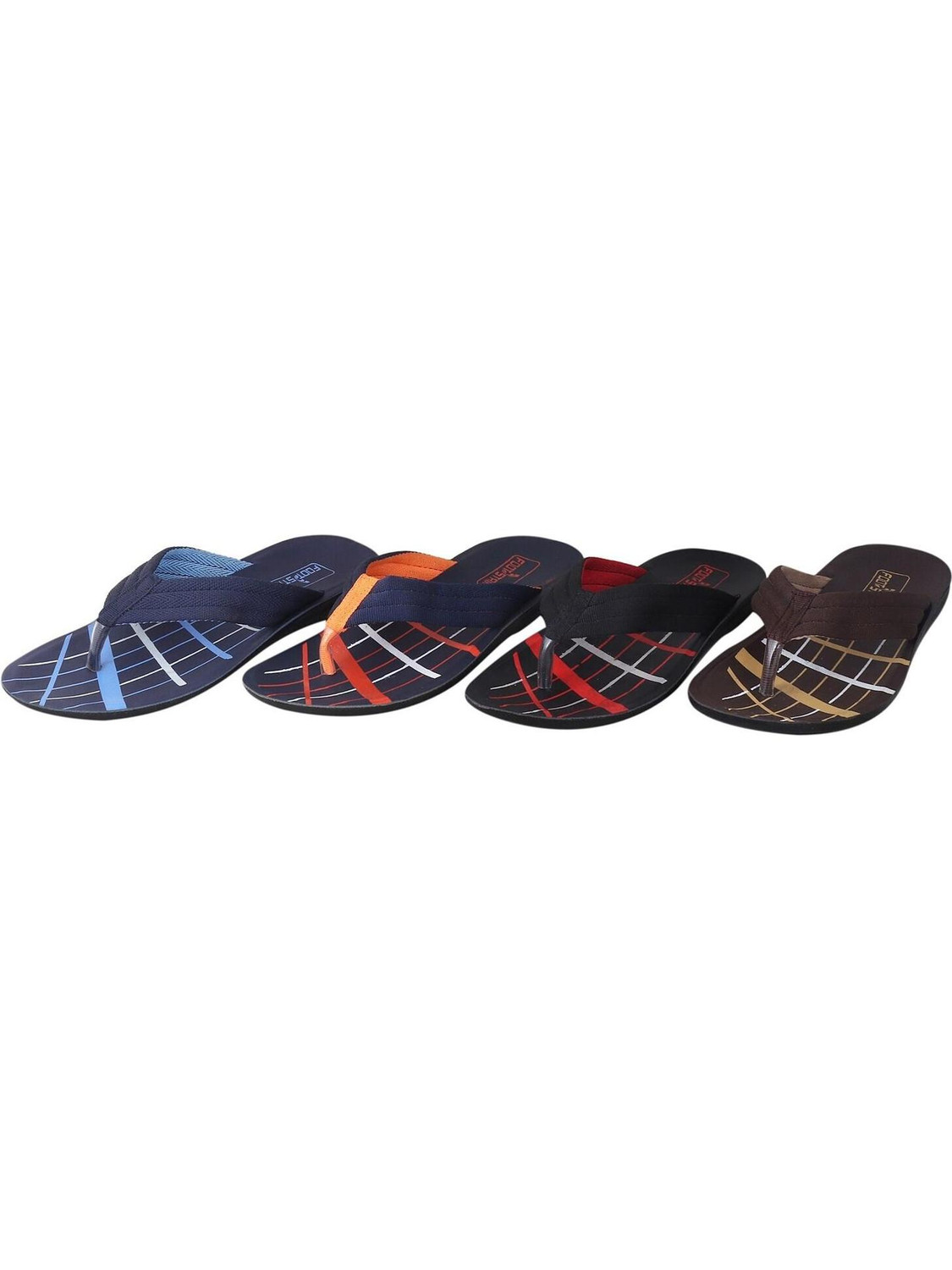Image of FOOTSTAIR Men Set of 4 Men's Pu Slipper /Chappal Flip Flops