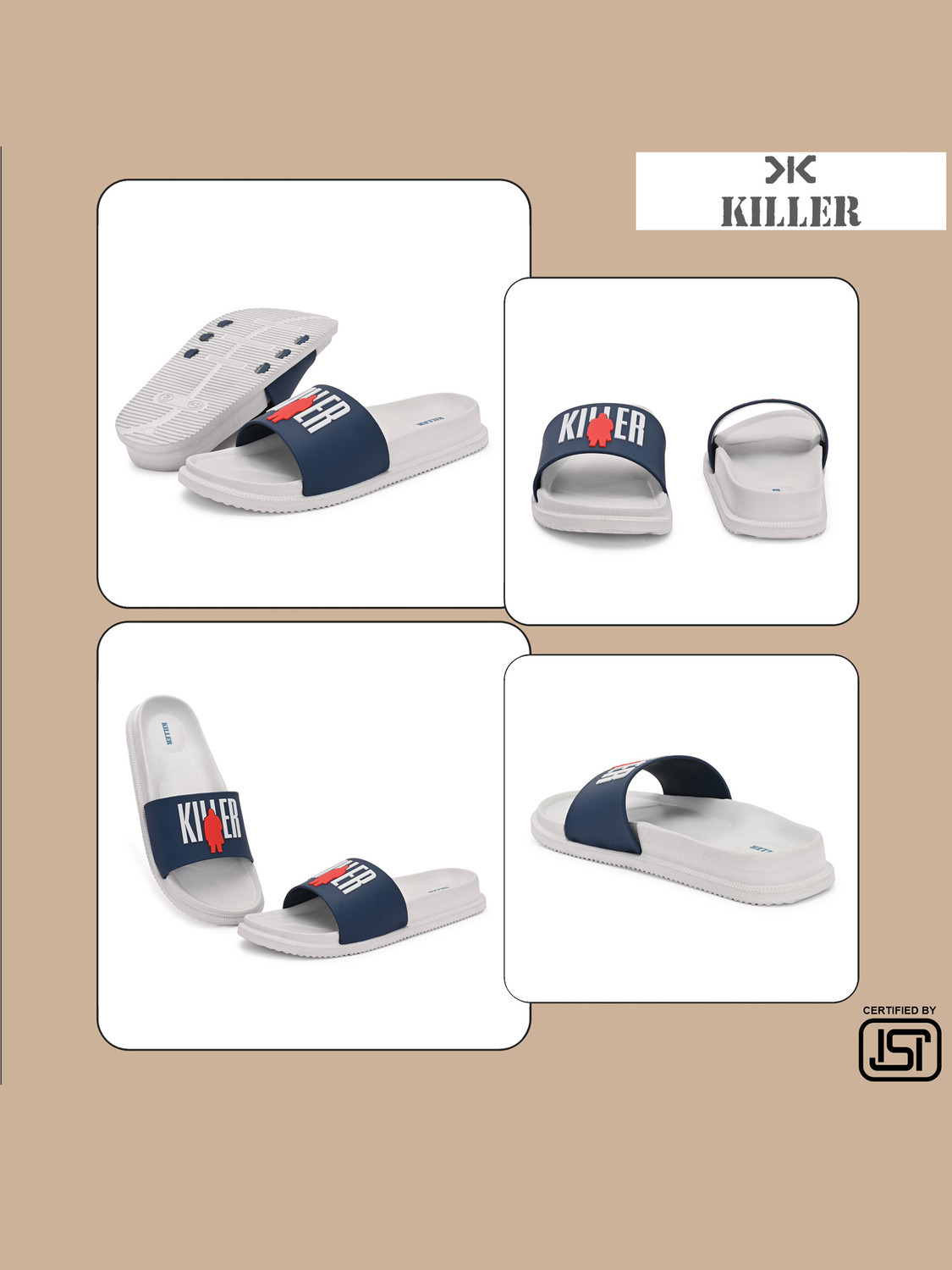Image of KILLER Men Soft Comfortable Chappal Casual Lightweight Men Slippers for Daily Wear Slides