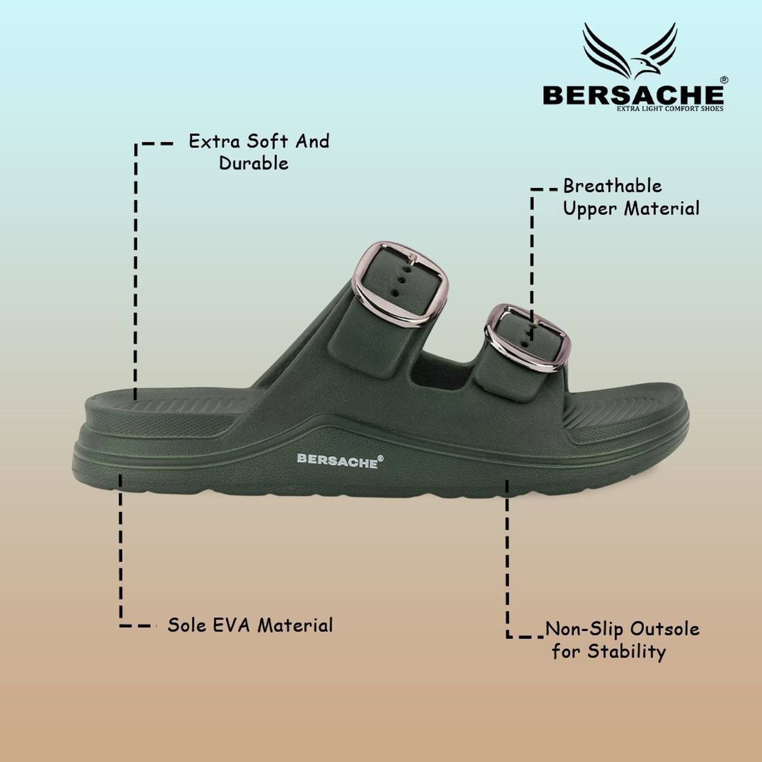 BERSACHE Men Green Slippers - Image 5