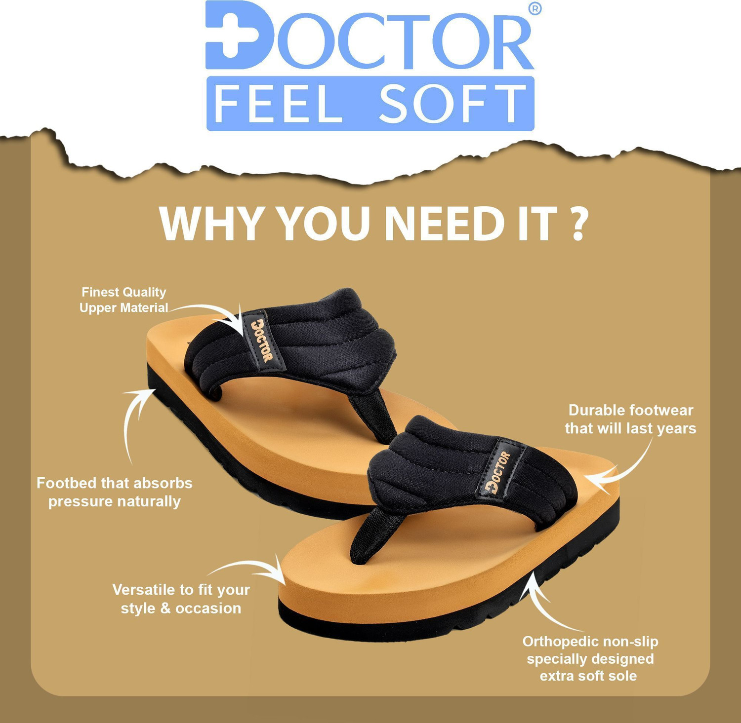 Image of DOCTOR FEEL SOFT Men Casual Slippers with Soft Sole Lightweight Comfort for Regular Daily Use! Slippers