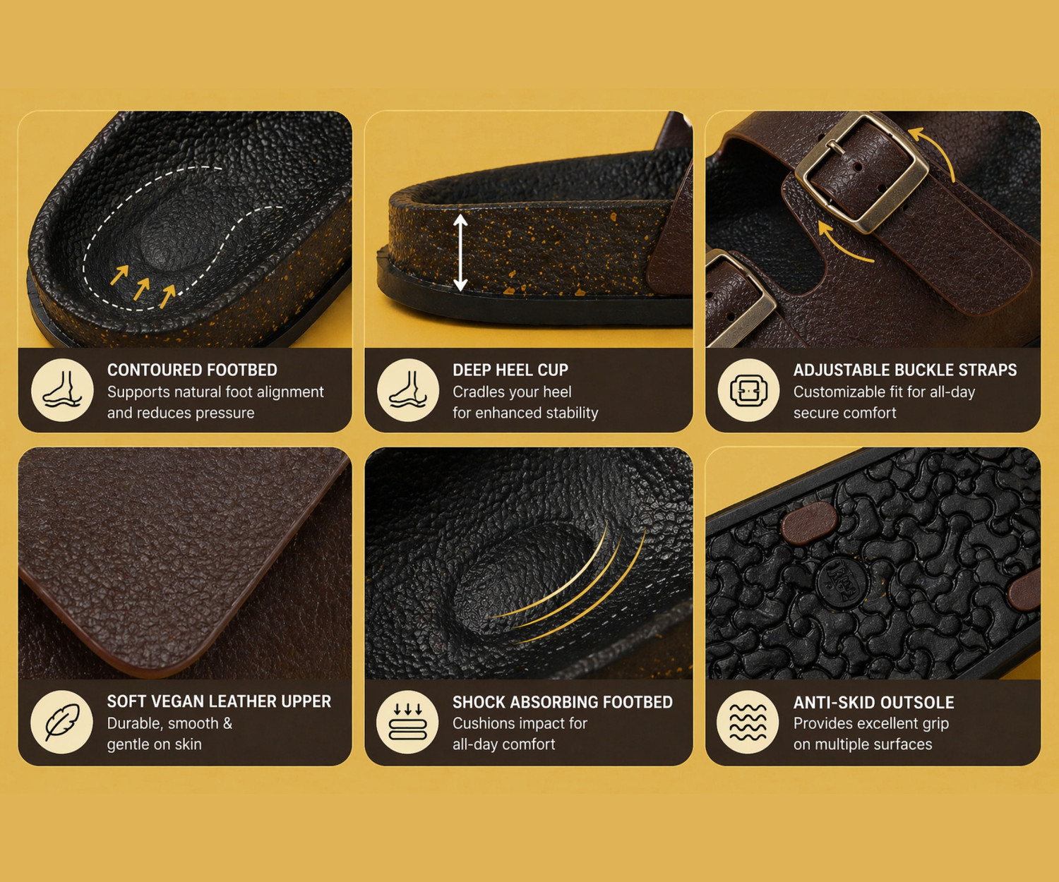 Image of Kraasa Men Men Synthetic Leather Chappal (Brown) Flip Flops