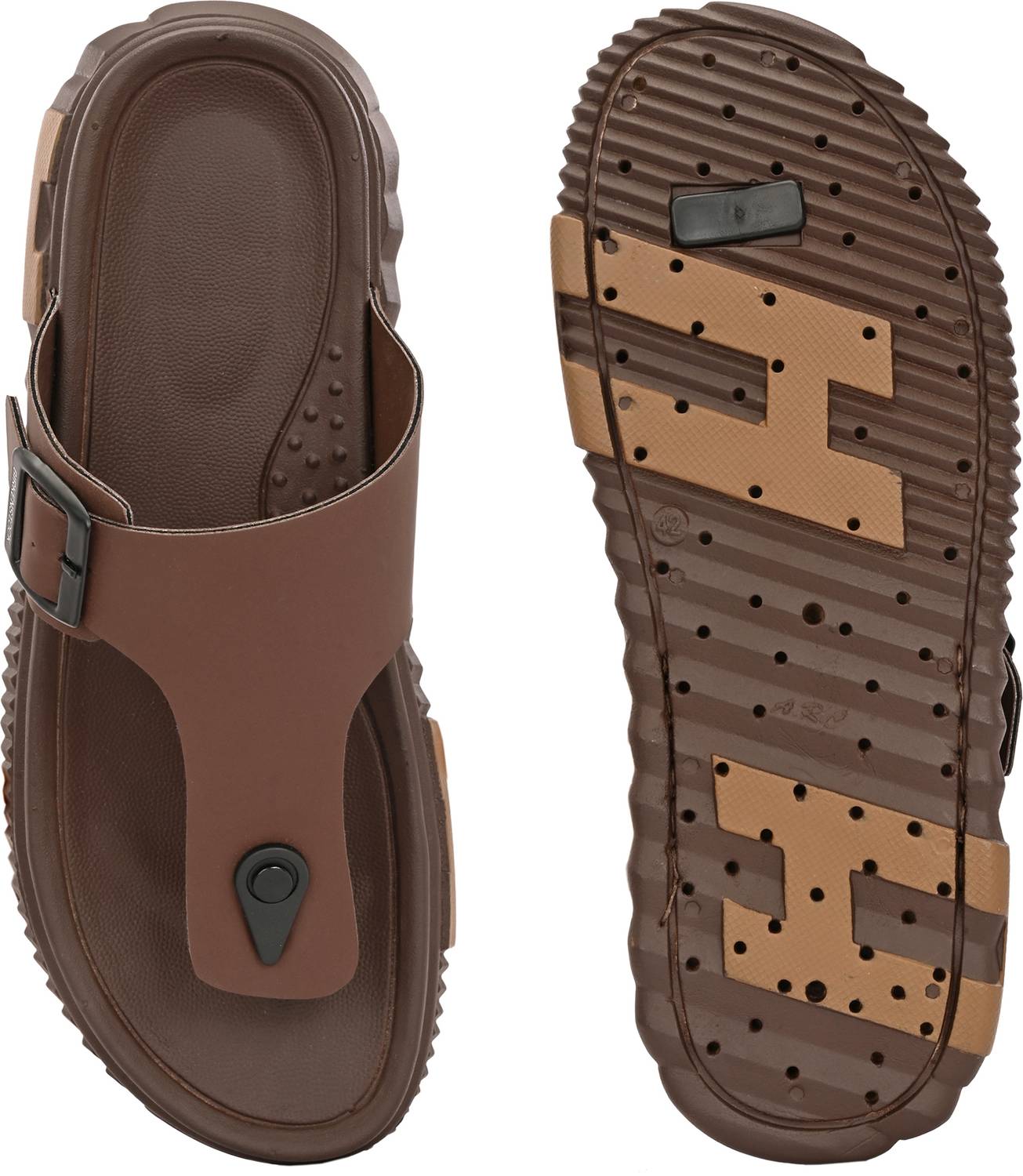 Layasa Men Brown Slides - Image 5