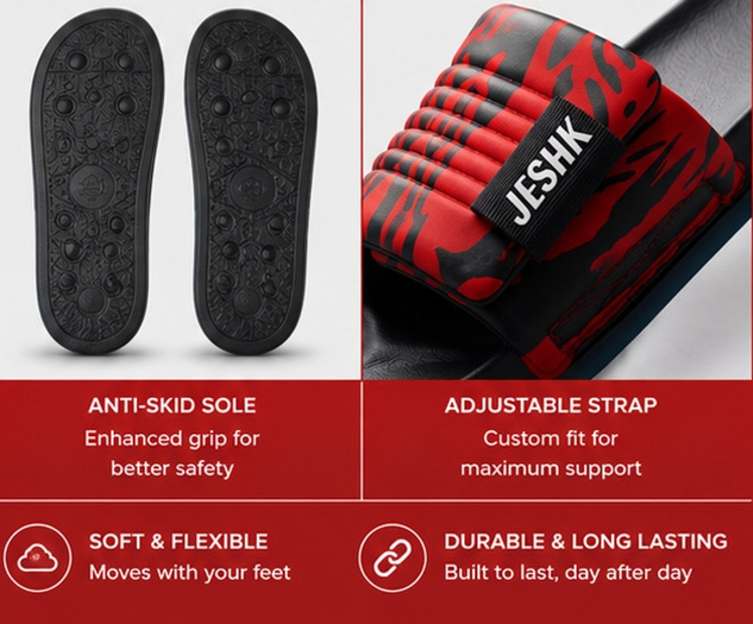 Image of Jeshk Men Slides (Red, 6)