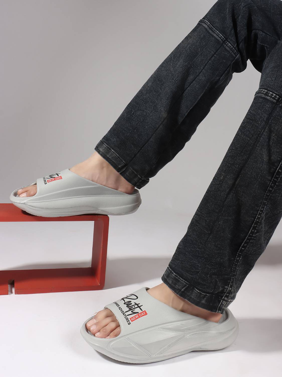 Bootco Men Gray Slides - Image 4