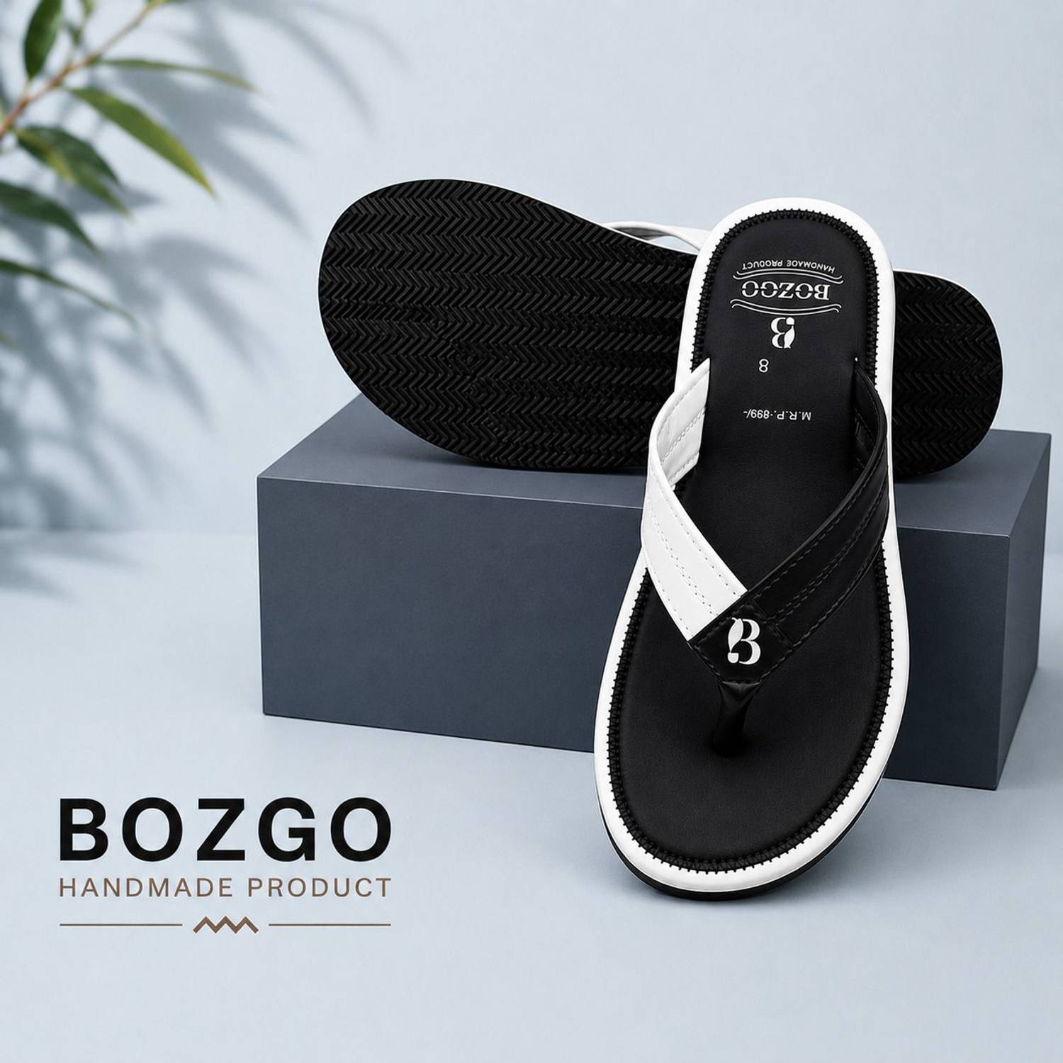 Bozgo Men Black Flip Flops - Image 1