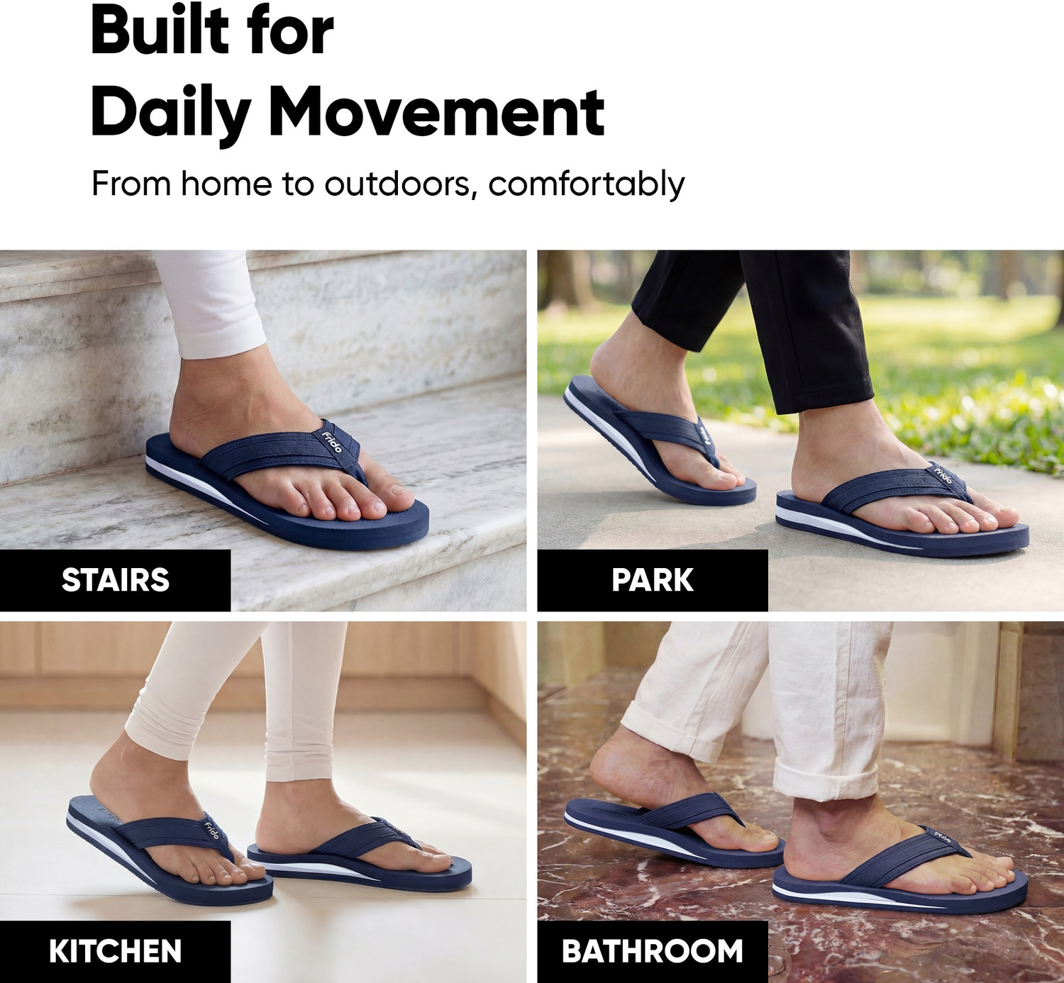 Image of Frido Unisex Cloud Comfort Arch Support Orthopedic Soft Home Chappal with Anti-Skid Sole Slippers