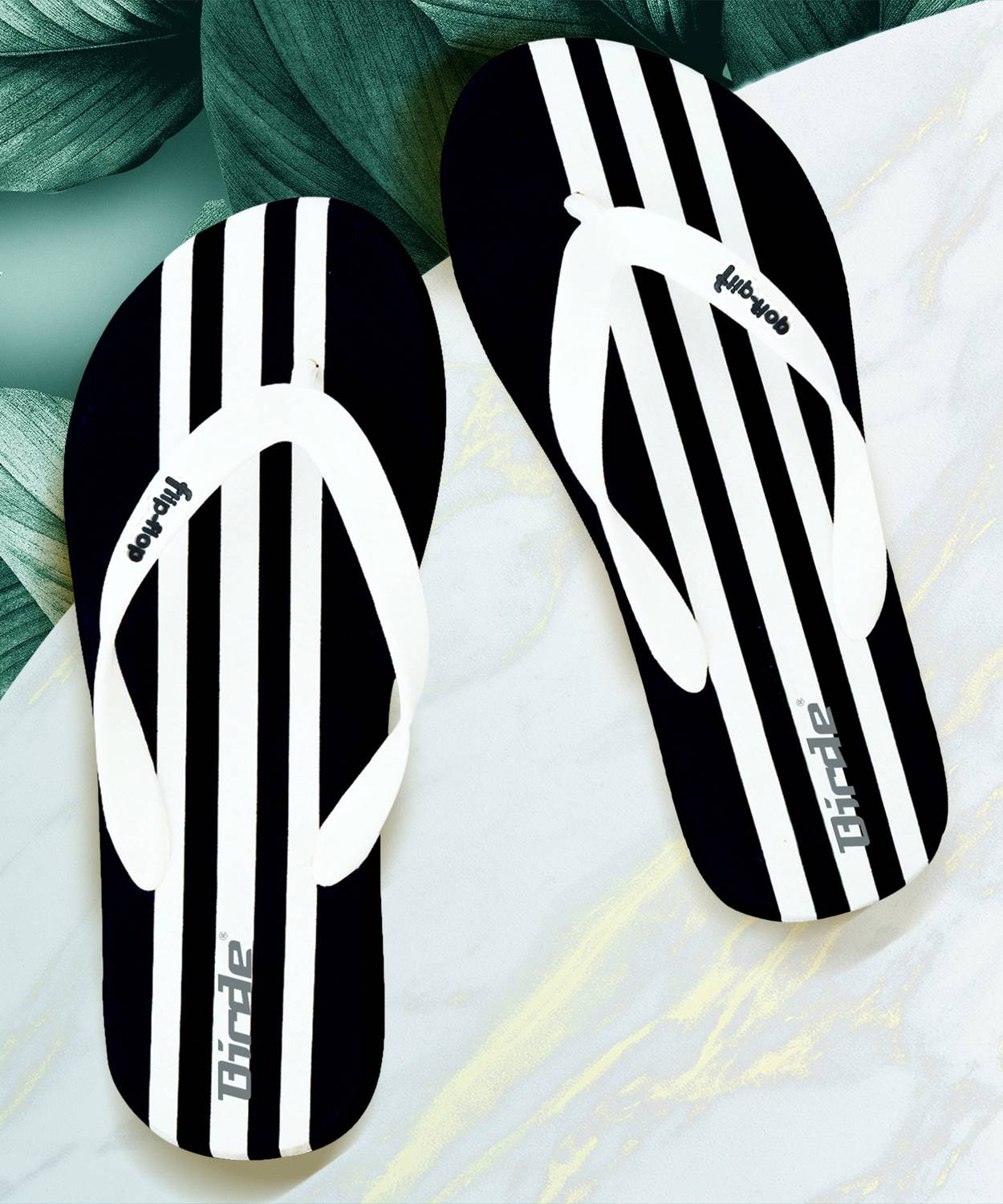 Birde Men Stylish Comfortable, Black & White Chappal, Slides Slippers Slippers