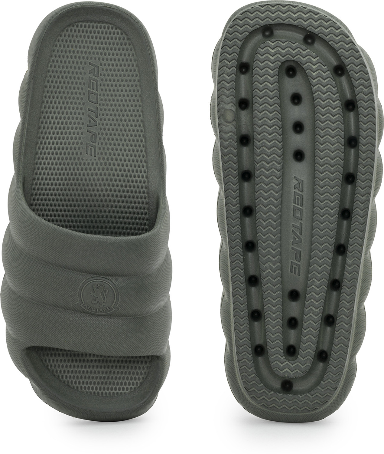 Image of RED TAPE Men Slides (Olive, 8)