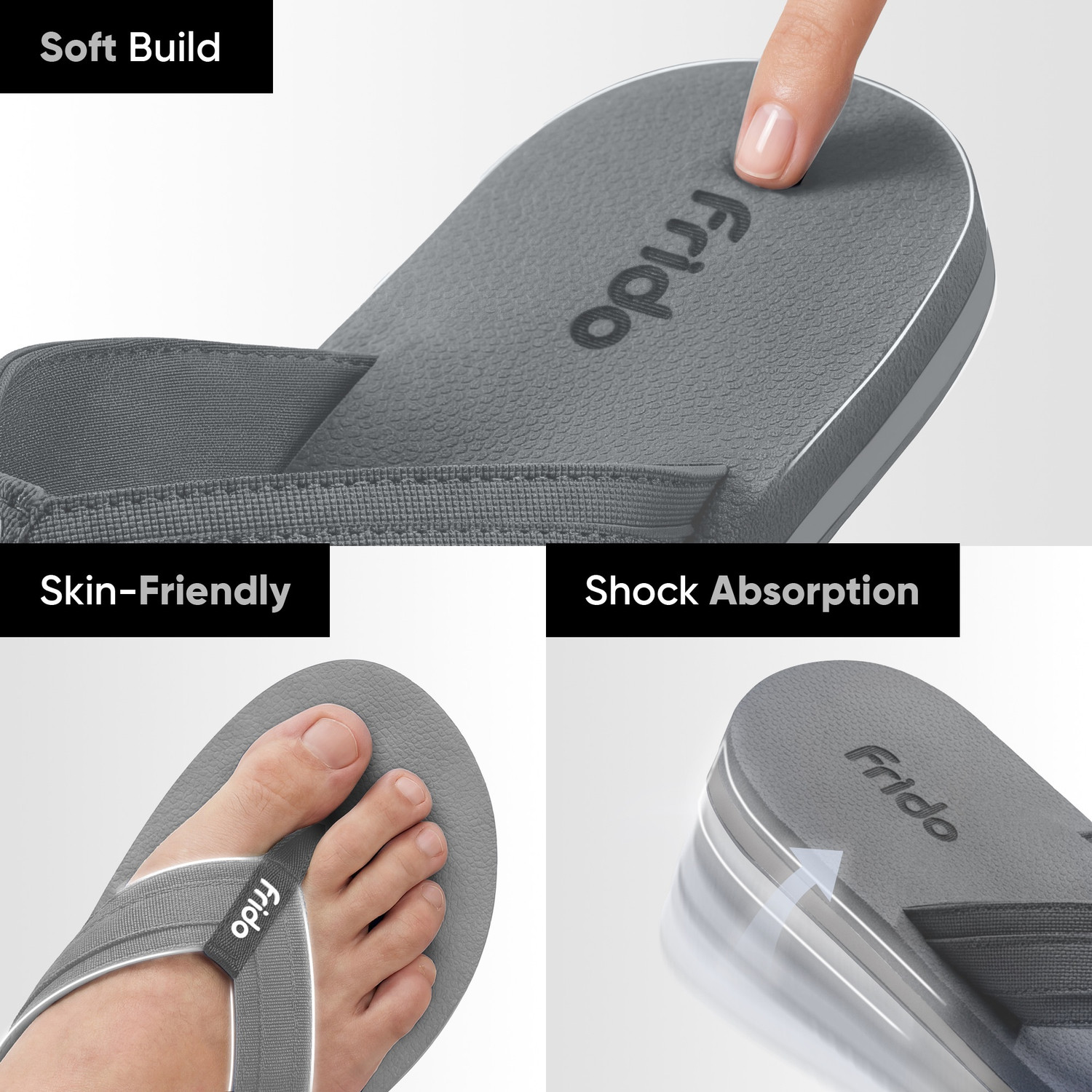 Image of Frido Unisex Cloud Comfort Arch Support Orthopedic Soft Home Chappal with Anti-Skid Sole Slippers